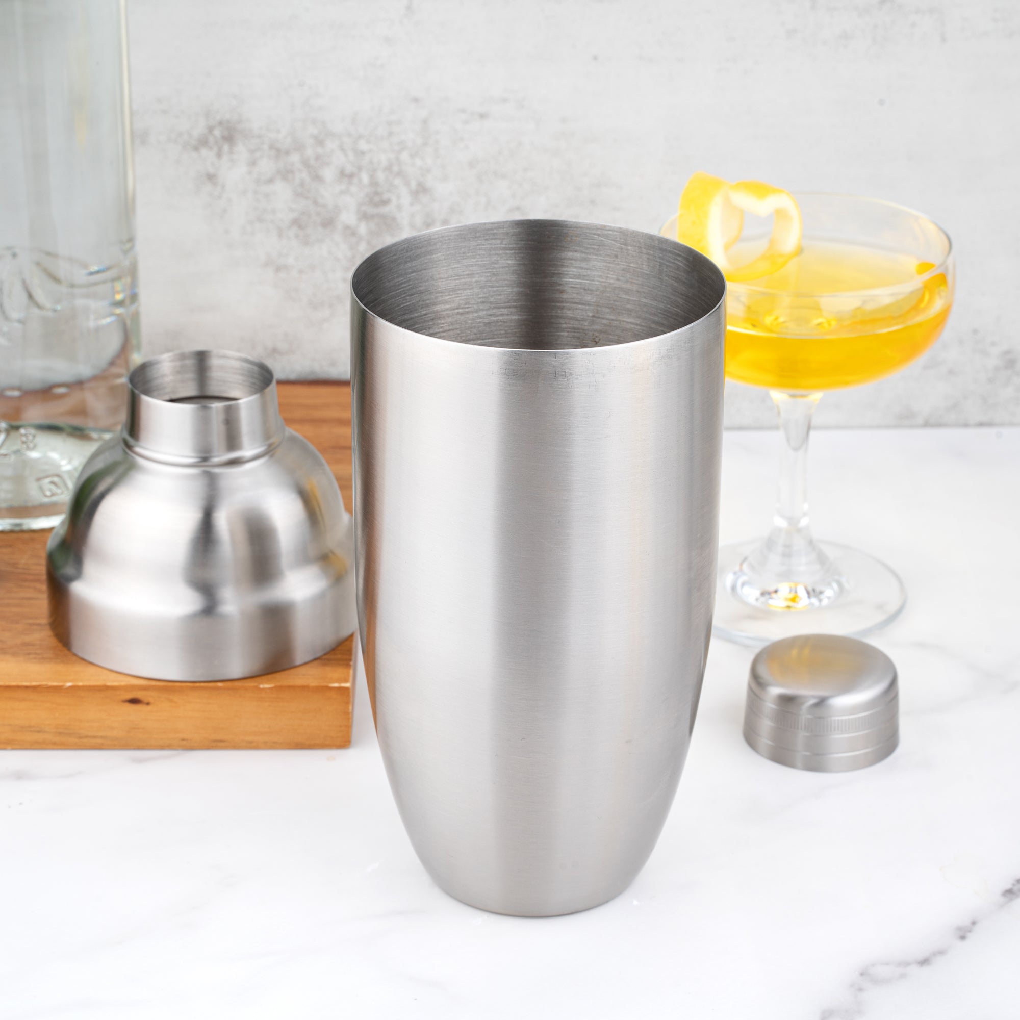 Bar Lux 24 oz Stainless Steel Cobbler Cocktail Shaker with Brushed Finish - 1 Count Box - Perfect for Bartending, Mixing Drinks & Home Bar Accessories