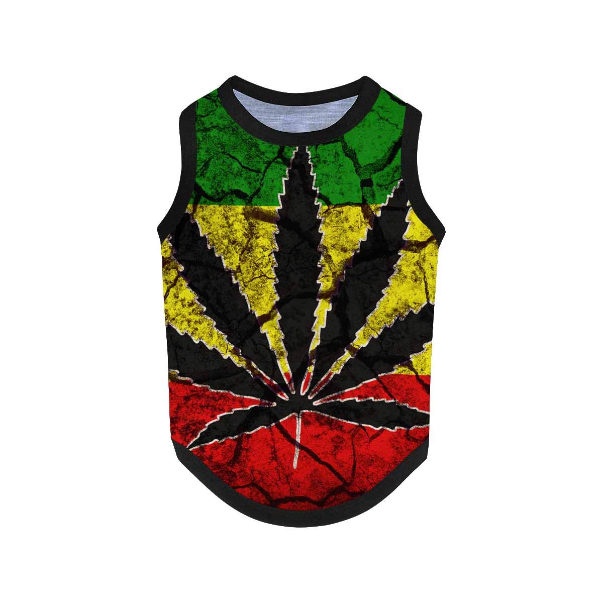 Green Leaf Flag Pattern Dog Tank Top Vest - Breathable Summer Clothes for Small Dogs | Perfect for Outdoor Walks & Beach Trips