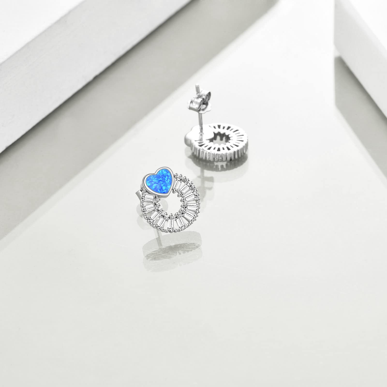 YFN Opal Earrings - Sterling Silver Drop Stud Earrings in Blue, White, Pink & Abalone Shell | Elegant Jewelry Gift for Women & Girls | Perfect for Weddings, Parties & Everyday Wear