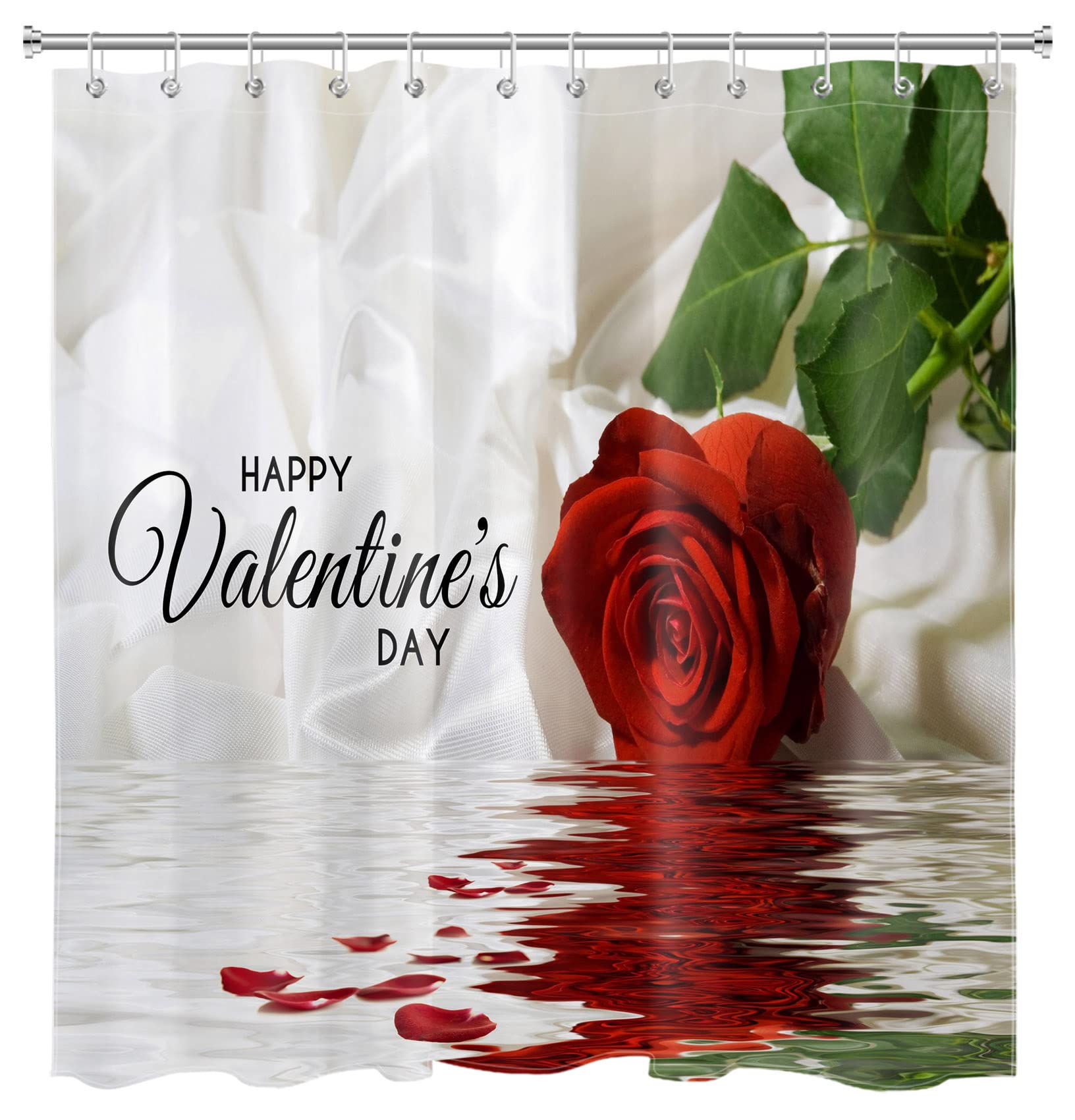 Romantic Rose Shower Curtain for Bathroom - Waterproof Polyester Fabric with Hooks (72x78 Inches) | Valentine's Day Gift, Modern Bath Accessories for Couples & Home Decor | Perfect for Anniversary, Wedding, or Romantic Bathroom Setup