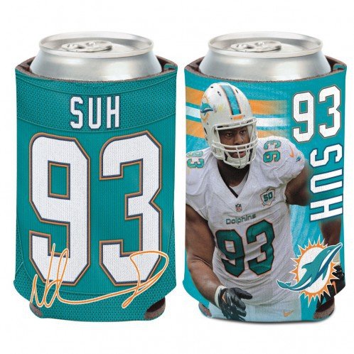 Wincraft NFL Miami Dolphins Insulated Can Cooler - Ndamukong Suh Design, Team Colors, One Size - Perfect for Tailgating, Beach Parties & Game Day Celebrations