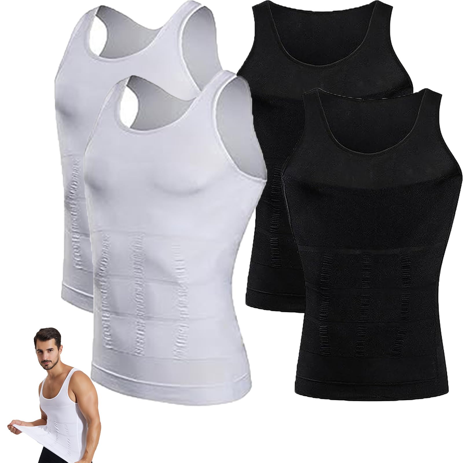 SHAPERLUV Men's Compression Tank Top - Slimming Body Vest, Workout Shirt, Sleeveless Shapewear for Abdomen & Core Support | Gym, Running, Everyday Wear