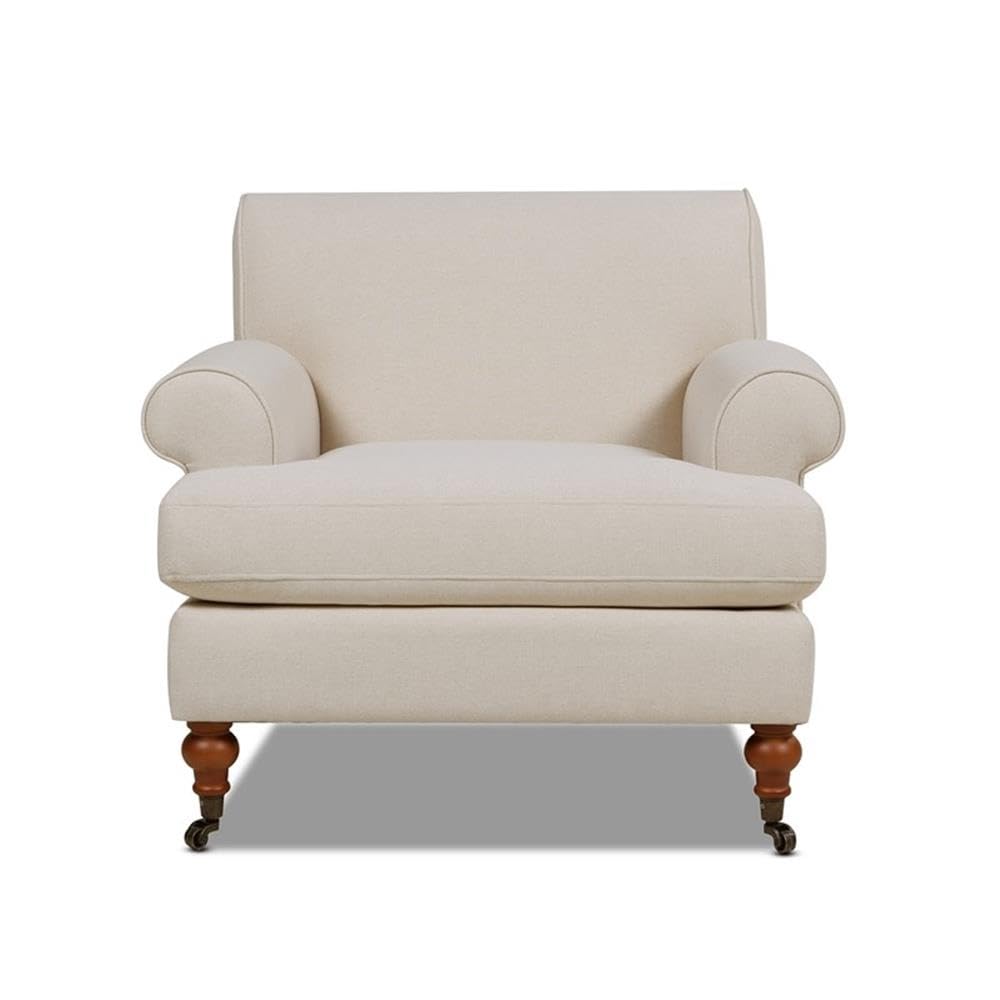 MAKLAINE Modern Solid Wood Accent Armchair in Sky Blue - Neutral Tone Living Room Seating for Home Office, Lounge & Dining Room Decor