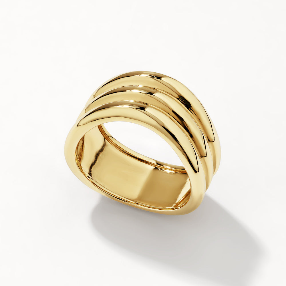 14K Gold Triple Wave Stackable Ring Set - Elegant Boho Jewelry for Women, Perfect for Everyday Wear, Layering & Special Occasions