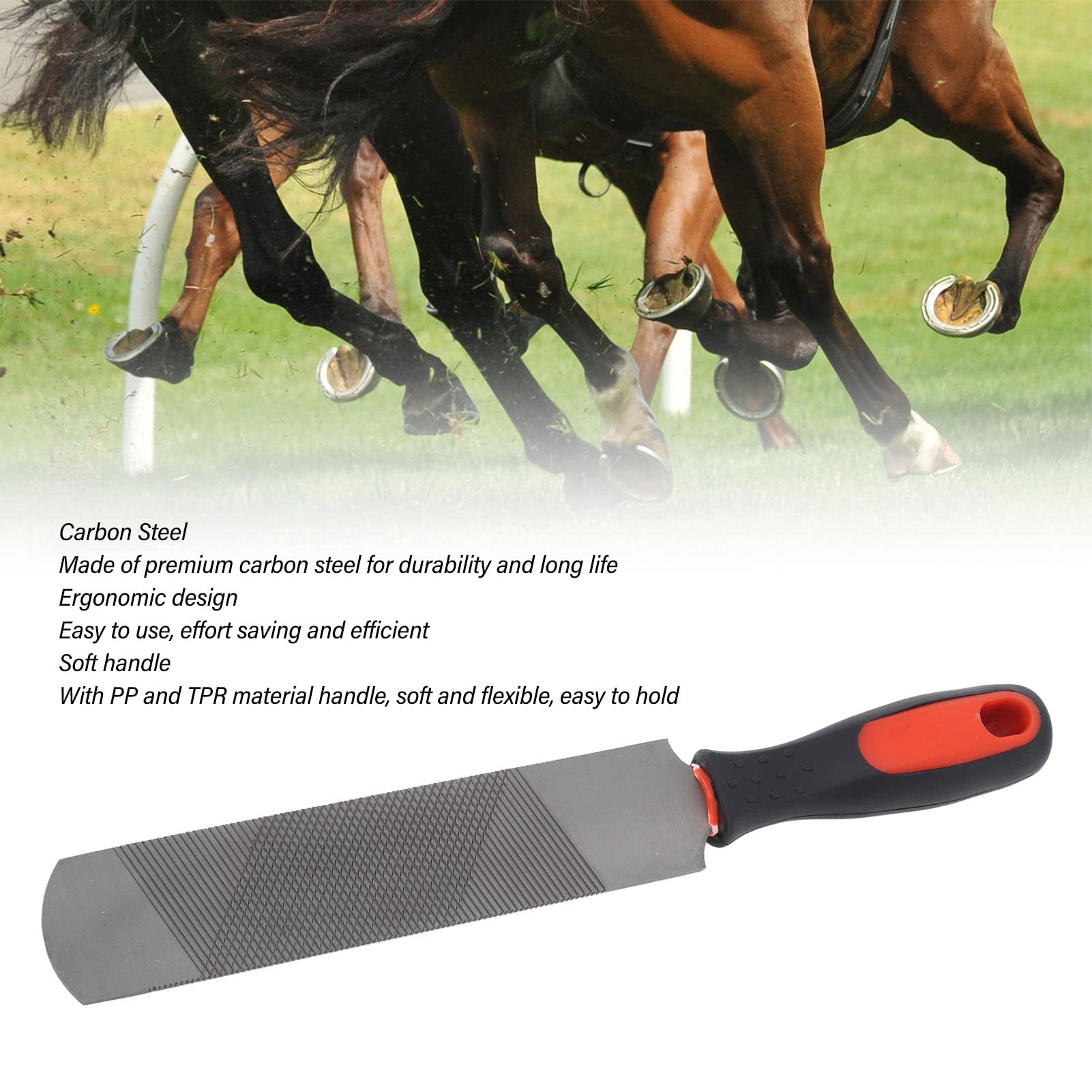 8 Inch Hoof Rasp with Rubber Handle - Professional Farrier File Tool for Horses, Pigs & Goats - Durable Equine Hoof Care Rasp for Trimming, Shaping & Smoothing - Perfect for Stable, Farm & Veterinary Use