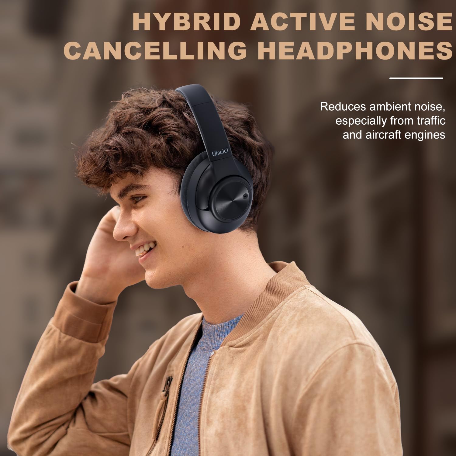 Premium Active Noise Cancelling Headphones - Wireless Bluetooth Over-Ear Headphones with HiFi Sound, 60H Playtime for Android/iOS - Perfect for Travel, Work & Gaming