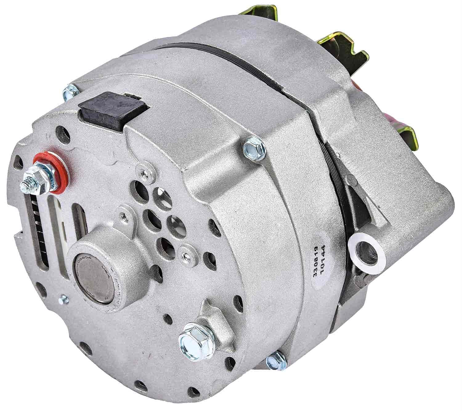 JEGS 1-Wire GM Alternator 100 Amp High Output - USA Made Natural Finish - Single Groove V-Belt Pulley & Fan - Internal Regulator 12 Volt GM 10Si Style - Perfect for Classic Car Restoration & Hot Rod Upgrades