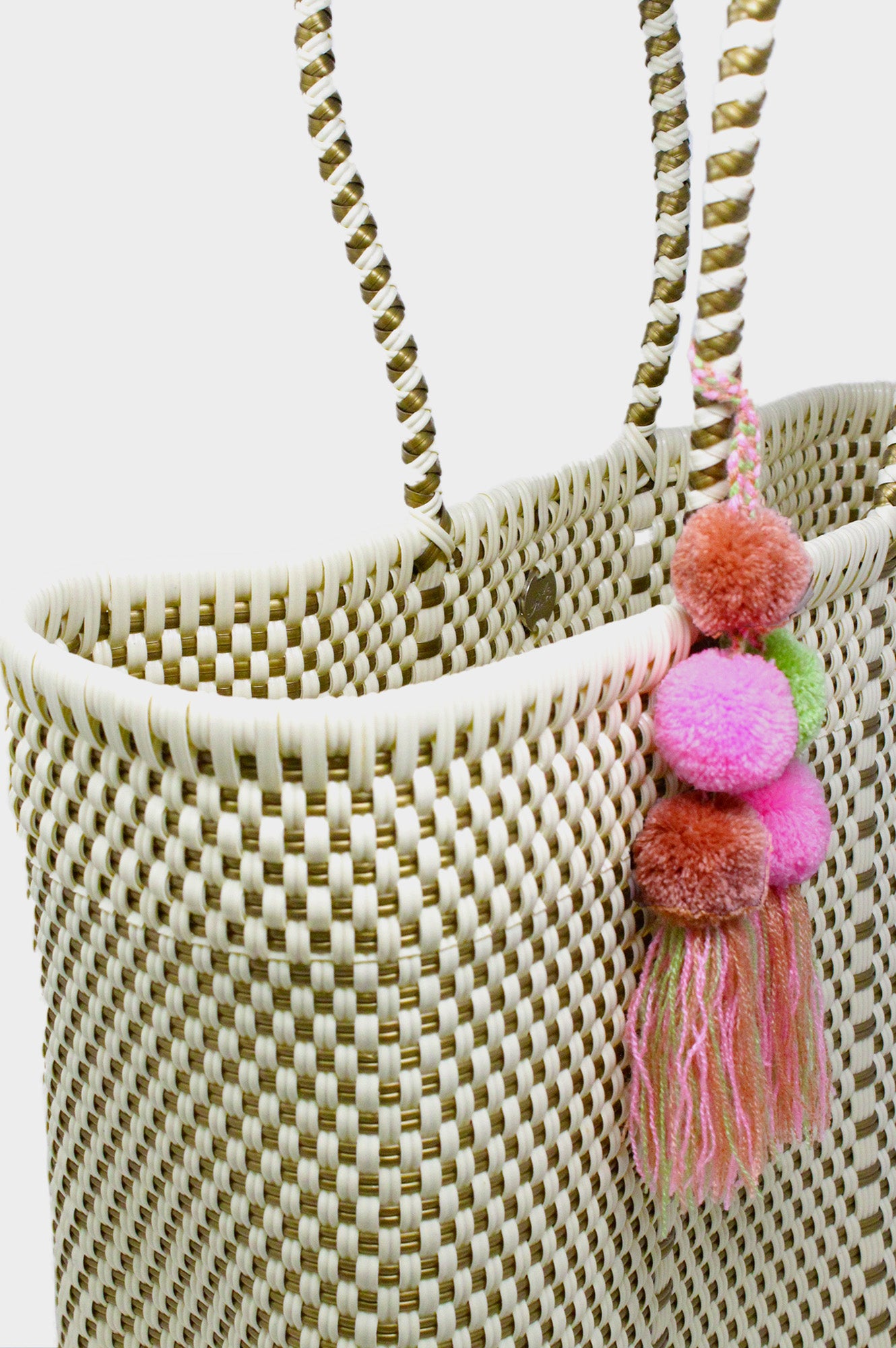 Bombon Medium Tote Bag for Women - Elegant Bone & Gold Color Handbag - Perfect for Work, Travel, and Everyday Use