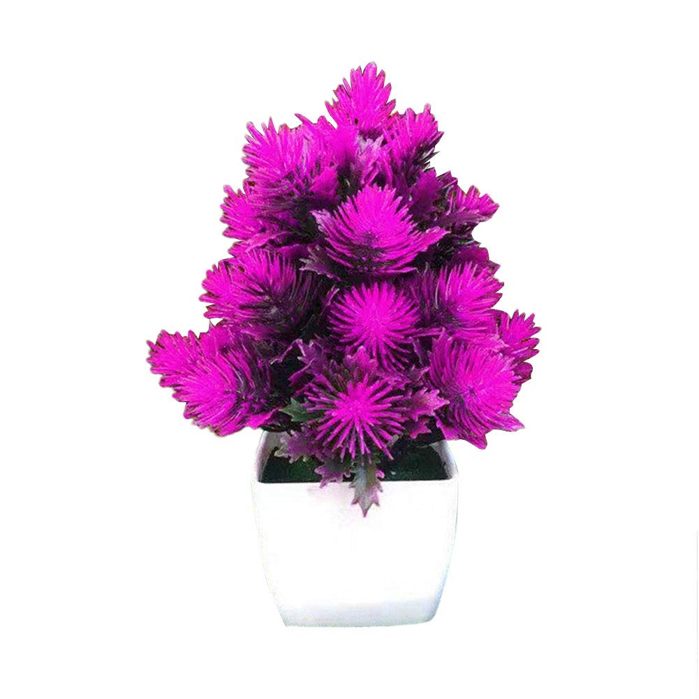 Artificial Pine Needle Bonsai Tree - Purple Mini Faux Plant for Home Office Desk Decor, Garden Party Centerpiece, Wedding Table Decoration | Mosichi Deals