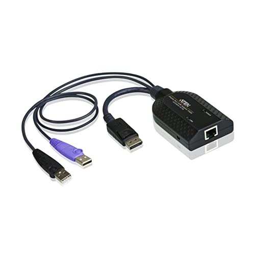 ATEN KA7169 TAA Compliant USB/RJ-45 KVM Cable - 6.6ft Dual USB & DisplayPort to RJ45 Adapter for Card Readers, KVM Switches, Keyboard/Mouse & Video Devices - Perfect for Office Workstations, Data Centers & Remote IT Management