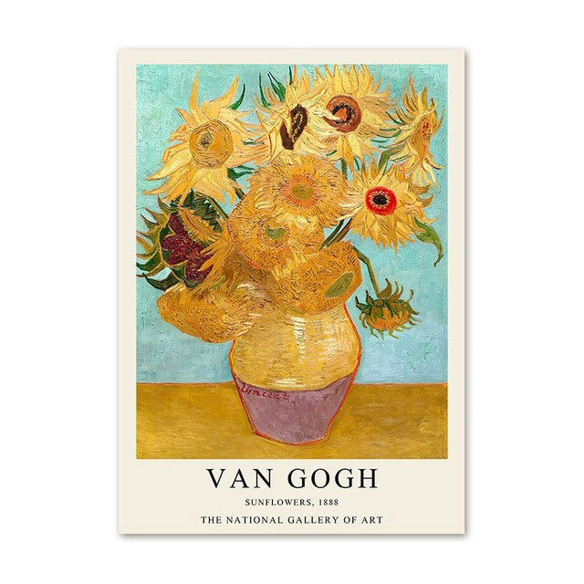 Van Gogh Art Gallery Wall Canvas Posters - Famous Starry Night & Sunflowers Paintings for Home & Office Decor