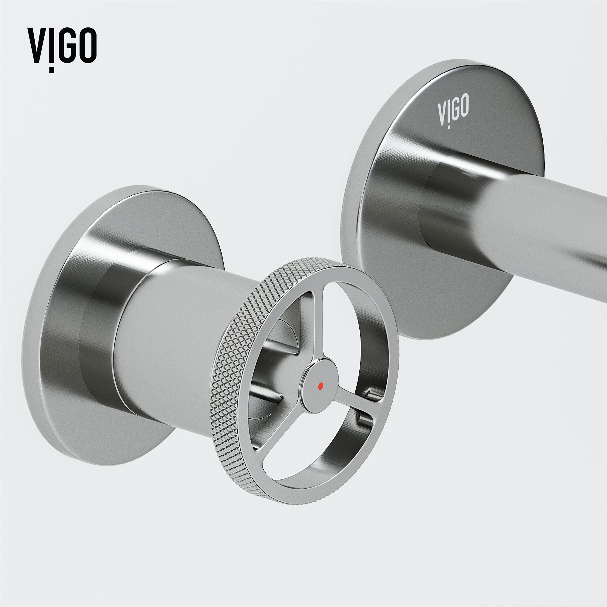 VIGO Cass Brushed Nickel Two Handle Wall Mount Bathroom Faucet - VG05007BN | Modern Bathroom Sink Faucet for Vanity & Powder Room Installation