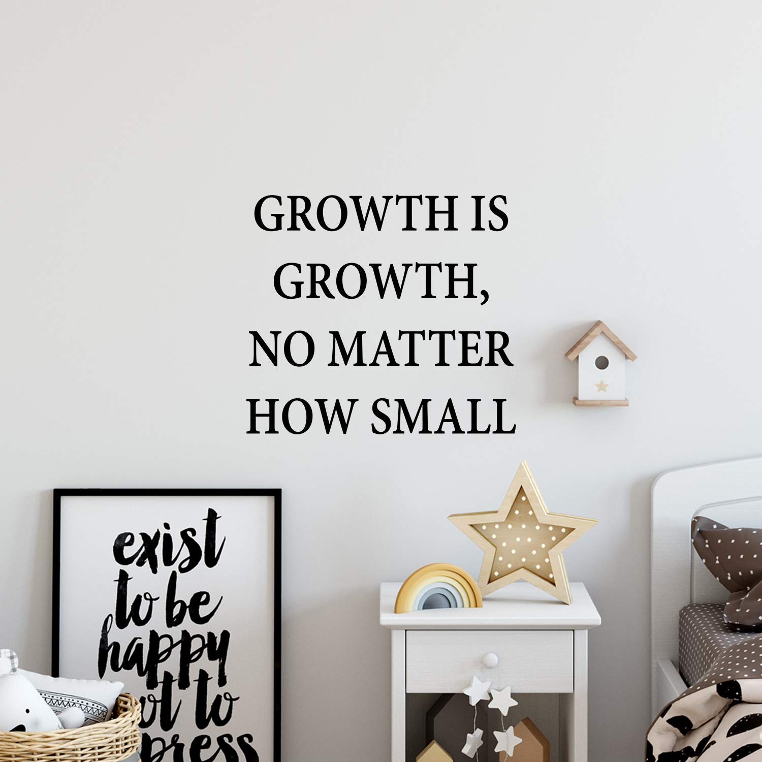Inspirational Vinyl Wall Decal - 'Growth is Growth No Matter How Small' Motivational Quote Sticker for Office, Classroom & Gym Decor | Perfect for Home, School & Work Spaces