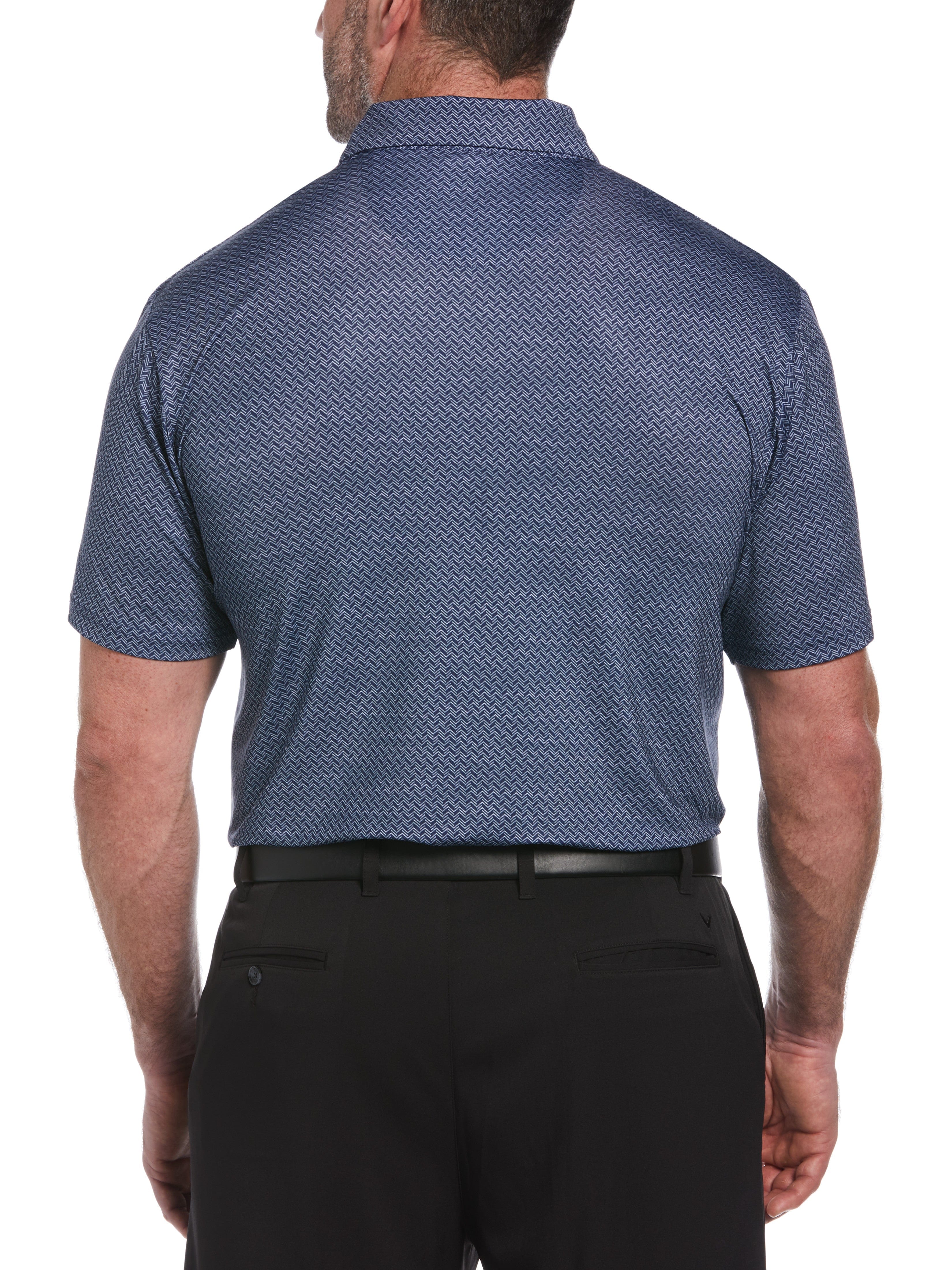 Big & Tall Herringbone Print Polo Shirt for Men - Comfortable Stretch Cotton Casual Wear for Office, Golf & Everyday Outfits