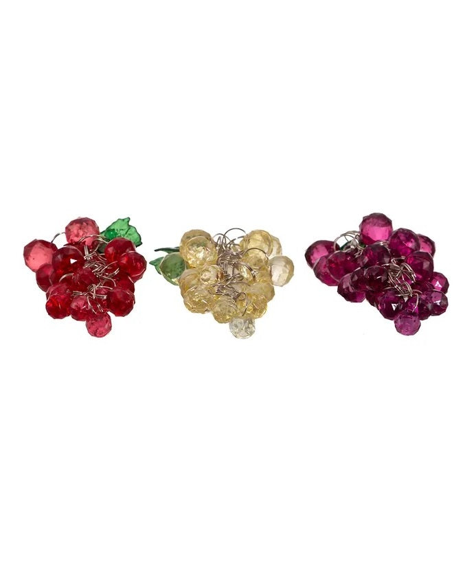 4 Pack Beaded Grape Ornaments - Handmade Decorative Fruit Accents for Christmas Tree, Home, and Party Decorations