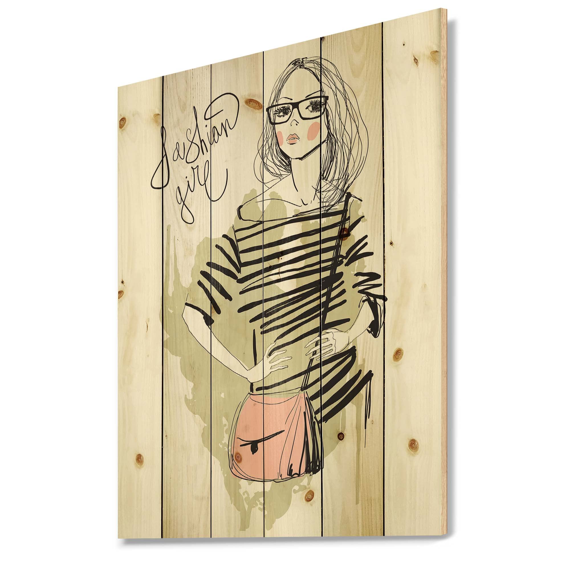 Trendy Shabby Chic Wood Wall Decor for Girls - Large Green Fashion Wood Wall Art Panels Printed on Natural Pine - Perfect for Bedroom, Living Room & Nursery Decor