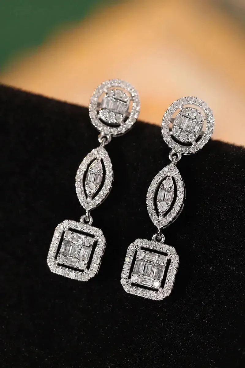 18K White Gold Geometric Drop Earrings with 0.70CT Real Natural Diamonds for Women | Elegant Party & Evening Jewelry | Perfect for Weddings, Anniversaries and Special Occasions