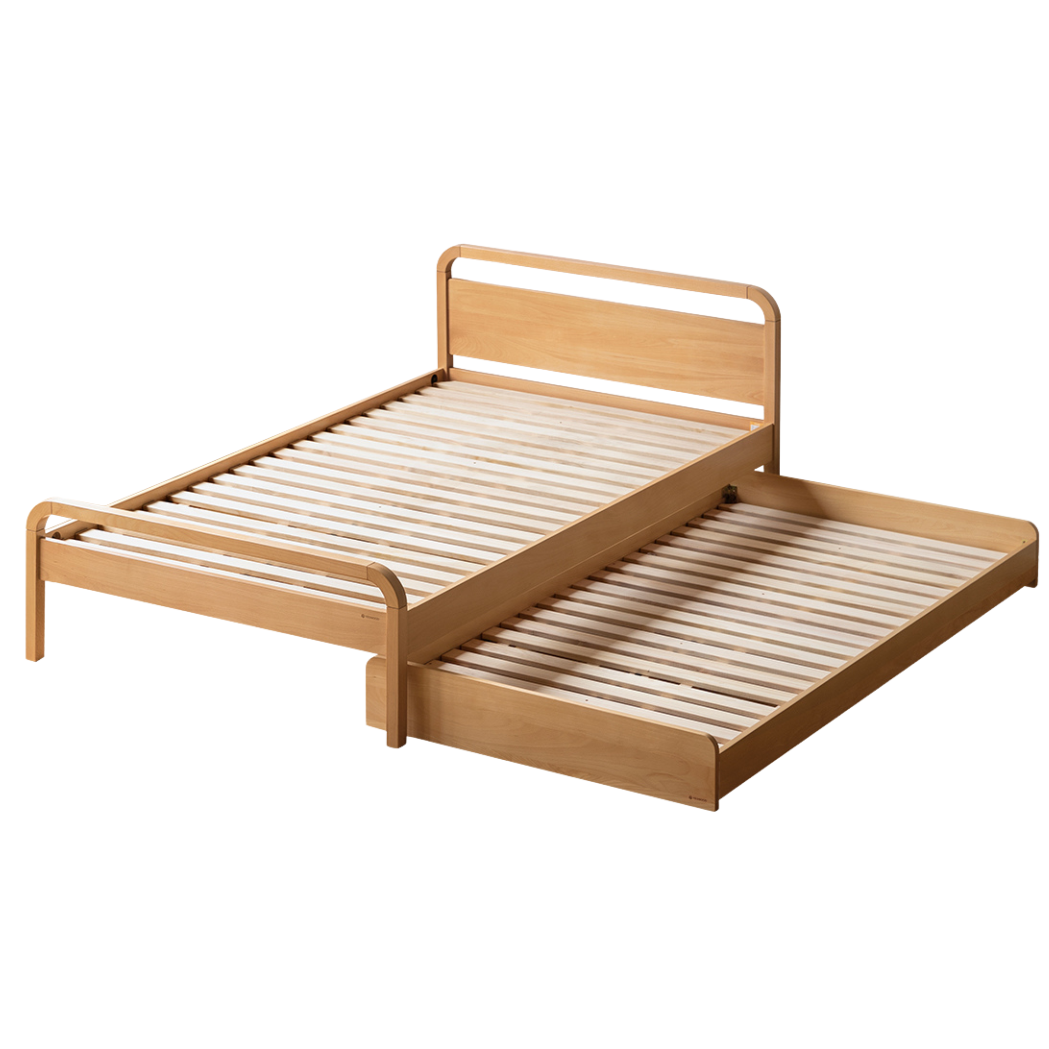 Solid Beech Wood Space-Saving Bunk Bed with Guardrails - Sturdy Twin Over Twin Loft Bed for Kids & Teens - Perfect for Small Bedrooms, Guest Rooms & Dormitories