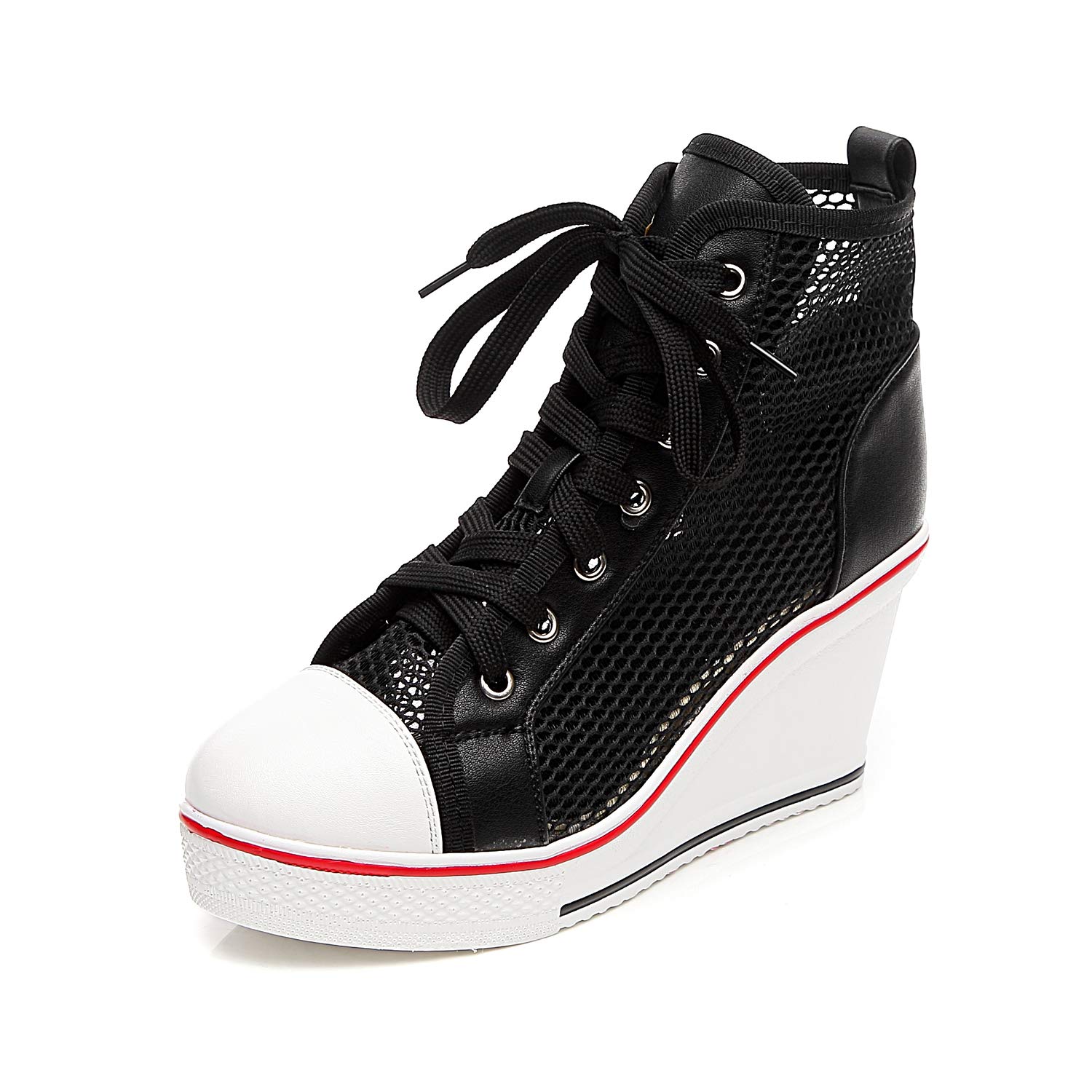Women's Fashion Canvas High-Heel Sneakers - Comfortable Walking Shoes with Platform Wedge Design | Perfect for Casual Outings, Office Wear & Date Nights