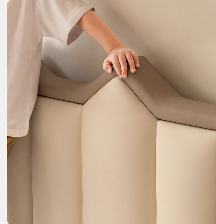 Organic Leather Kids Castle Bed - Cream Style | Safe & Durable Toddler Bed for Boys & Girls | Perfect for Bedrooms, Playrooms & Fantasy Themed Decor