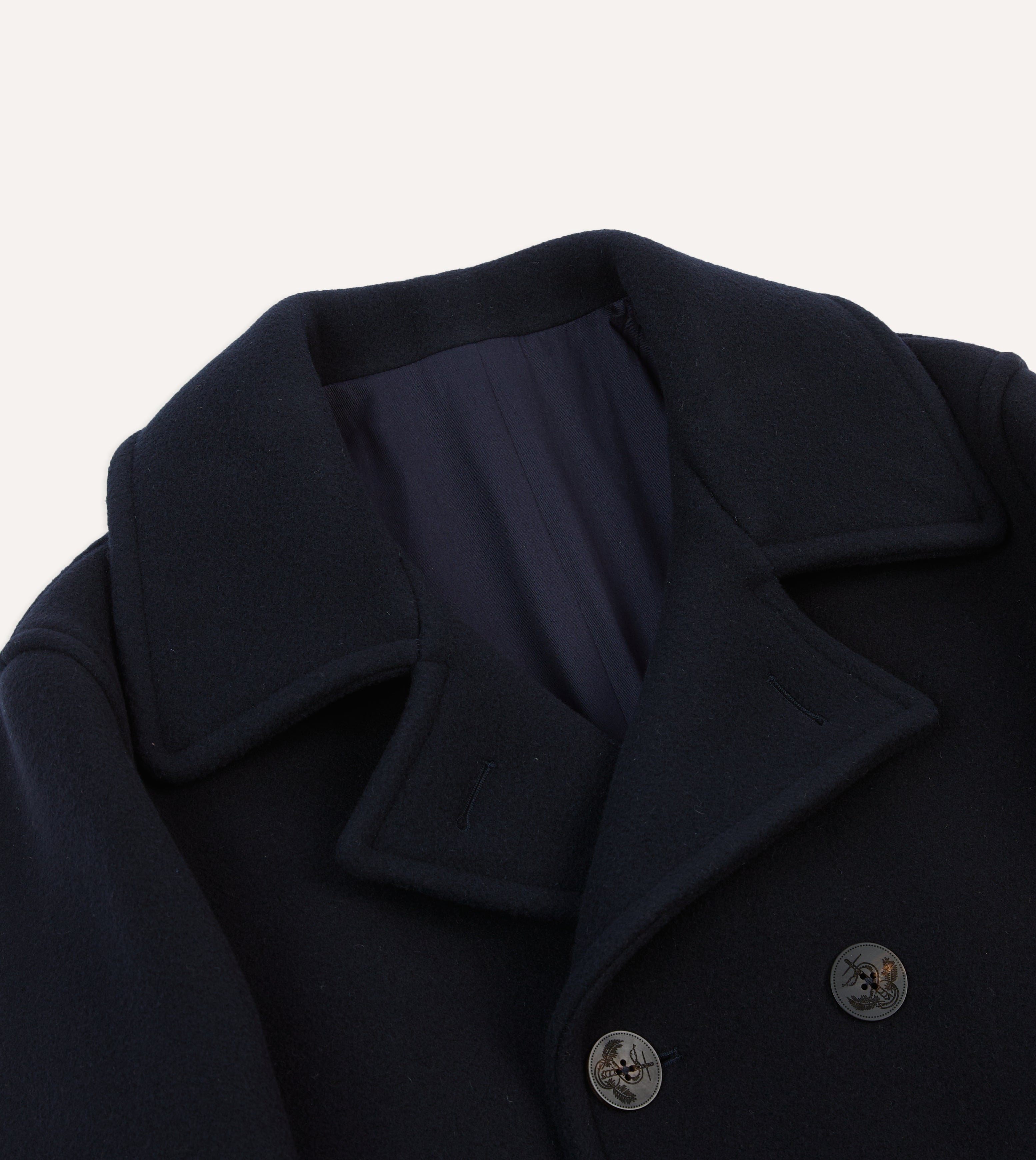 Premium Navy Blue Wool Double Breasted Peacoat Coat for Men - Classic Winter Overcoat for Formal & Casual Wear | Office, Dating, Business Occasions