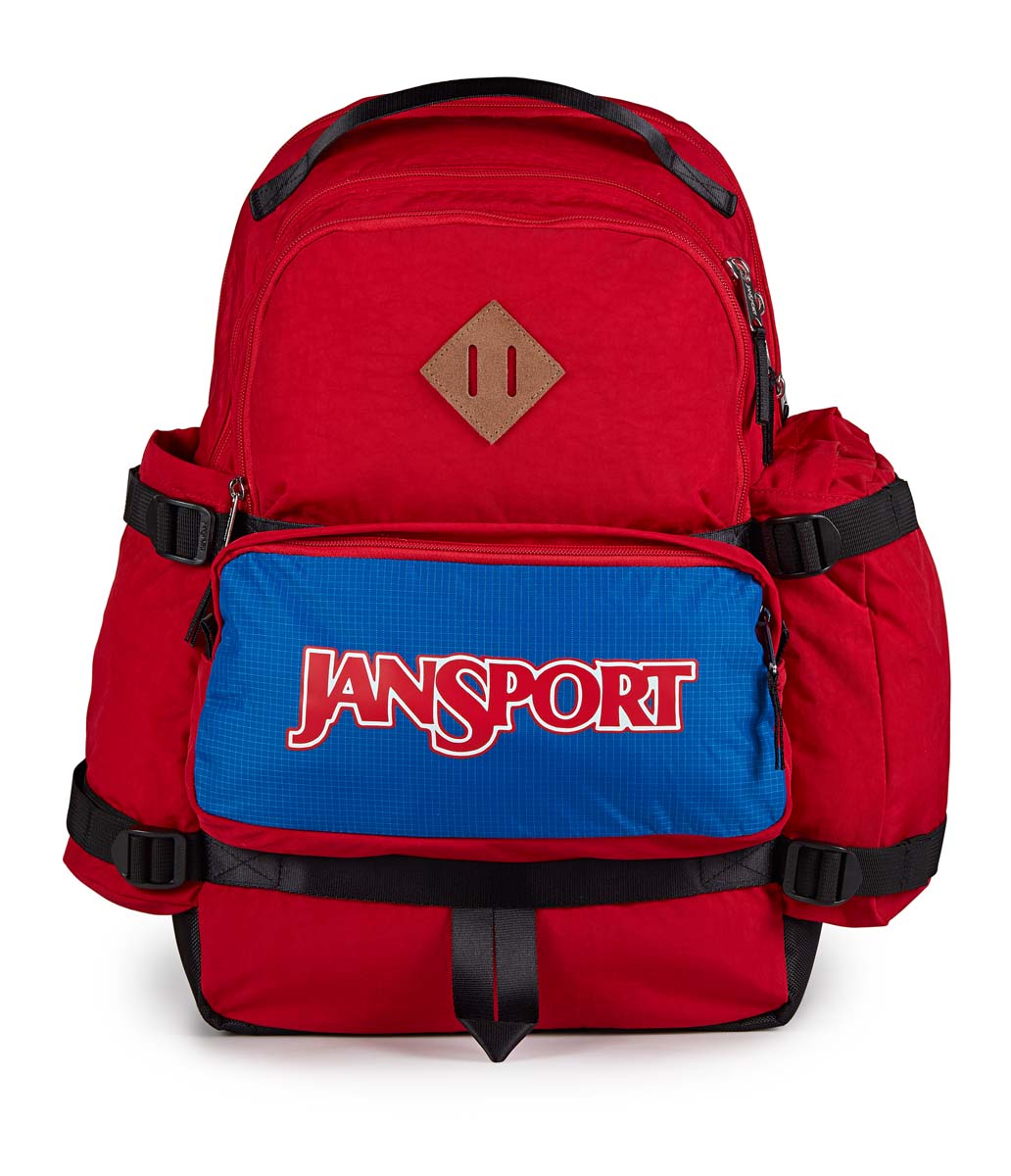 JanSport Seattle Pack Backpack - Durable Laptop Backpack for School, Travel & Work - Red Tape Design - Perfect for College Students & Professionals