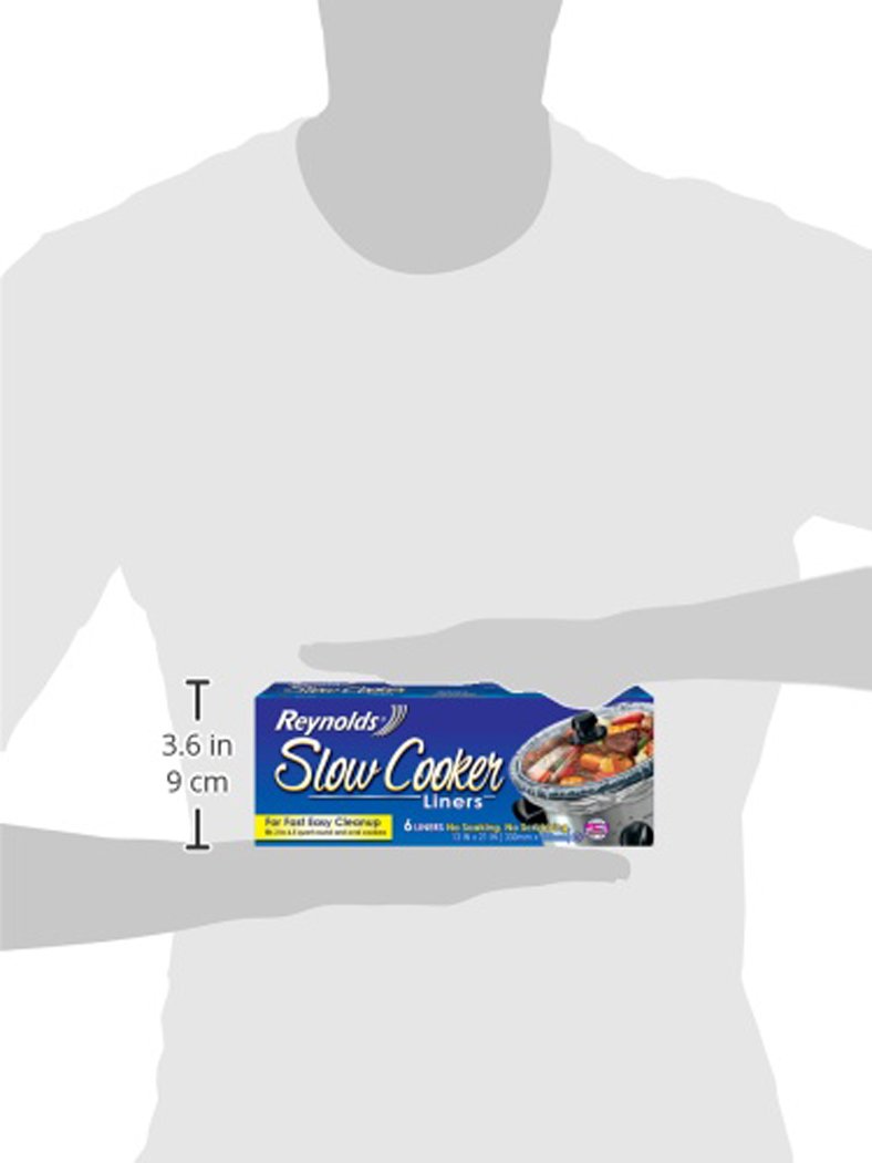 Reynolds Kitchens Slow Cooker Liners - 6 Pack (Fits 3-8 Quart Crock Pots) - Disposable Cooking Bags for Easy Cleanup - Perfect for Stews, Soups, and Meals