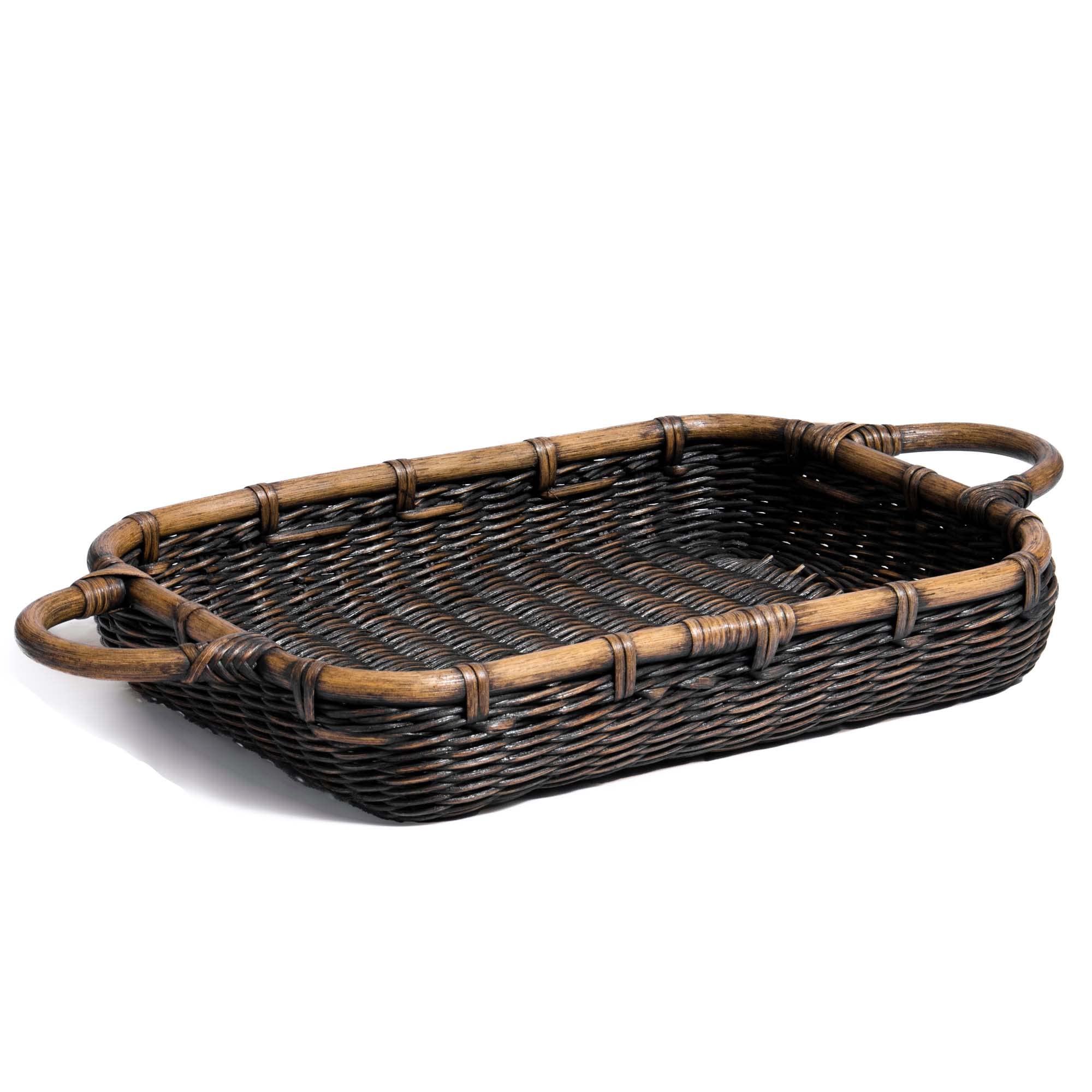 4 Quart Wicker Casserole Basket in Antique Walnut Brown - Perfect for Picnics, Potlucks & Farmhouse Kitchen Decor