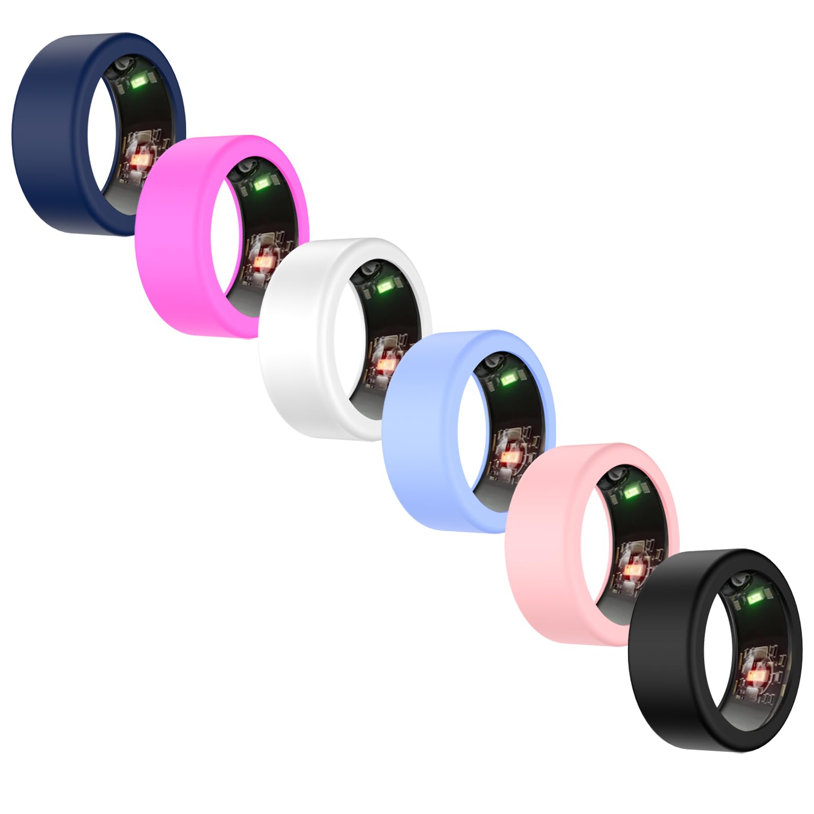 6-Pack Silicone Protective Covers for RingConn Smart Ring - Stretchable Ring Case for Workouts, Gym & Daily Wear - Compatible with Sizes 6-14 (US) - Perfect for Fitness Tracking, Sleep Monitoring & Active Lifestyle Protection