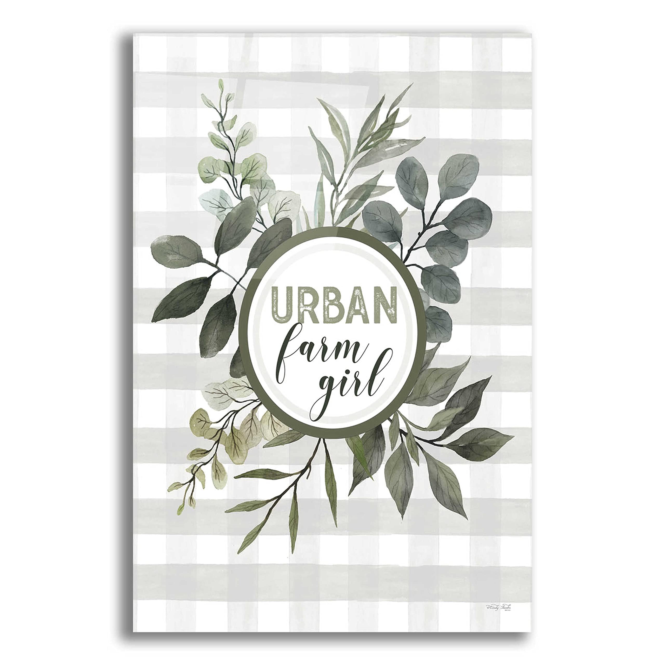 Urban Farm Girl Acrylic Glass Wall Art by Cindy Jacobs - 16x24 Inches Modern Home Decor for Living Room, Bedroom & Office