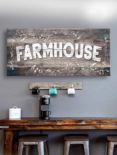 Farmhouse Wall Decor - Large Canvas Wall Art for Living Room & Entryway - Rustic Brown 42x19 Inch - Perfect Housewarming Gift & Front Door Decor - Home Wall Art for Cozy Farmhouse Style