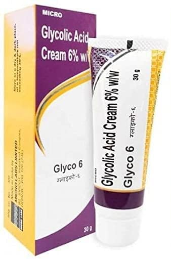 GLYCO 6 Cream 30g - Glycolic Acid 6% Exfoliating Face Cream for All Skin Types | Brightens Skin, Reduces Dark Spots & Wrinkles | Perfect for Daily Skincare Routine & Nighttime Use