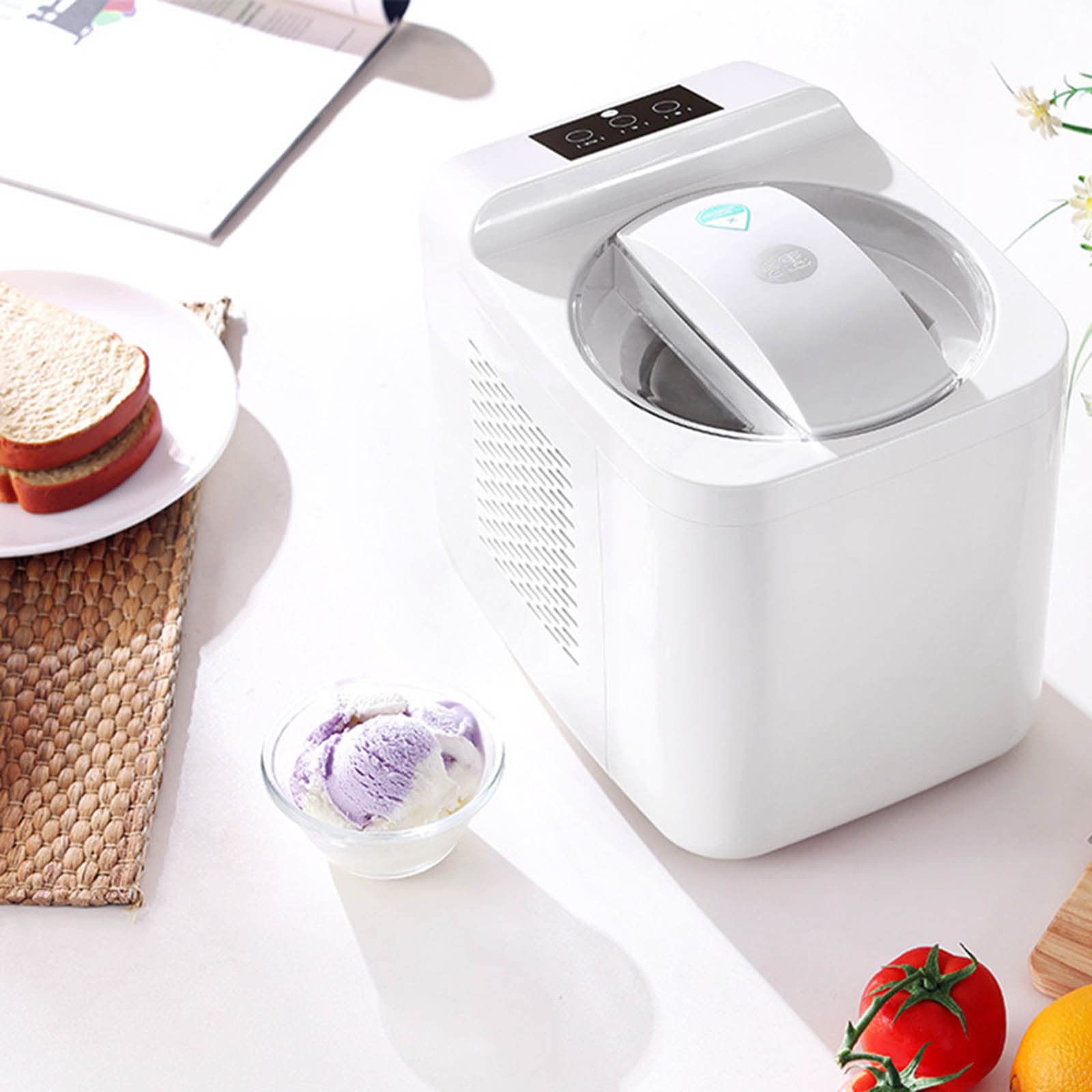 Automatic Electric Ice Cream Maker Machine 1L Capacity for Homemade Frozen Yogurt, Sorbet & Ice Cream with LCD Digital Display - Perfect for Healthy DIY Desserts, Family Gatherings & Summer Treats