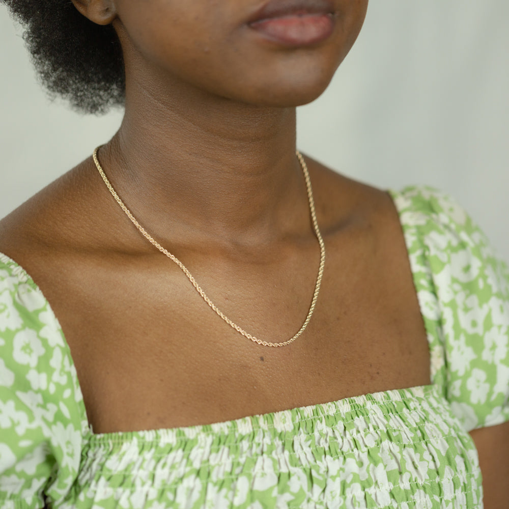 9ct Yellow Gold 45cm Rope Chain Necklace for Women - Dainty & Elegant Jewelry Gift for Her - Perfect for Everyday Wear, Special Occasions & Layering