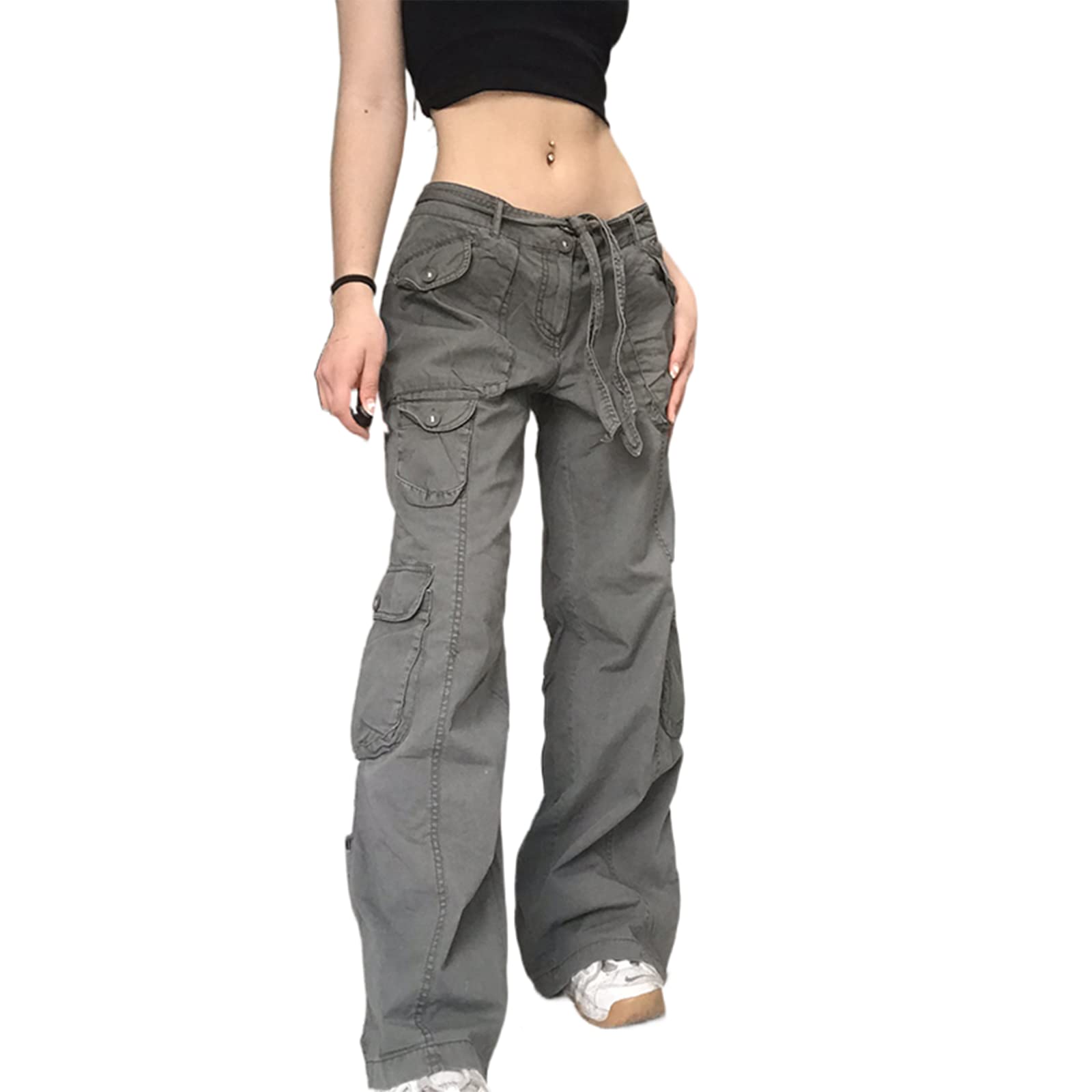 Women's Low Rise Baggy Cargo Jeans - Vintage Boyfriend Style Wide Leg Pants with Pockets | Streetwear Fashion for Casual Outfits & Urban Style