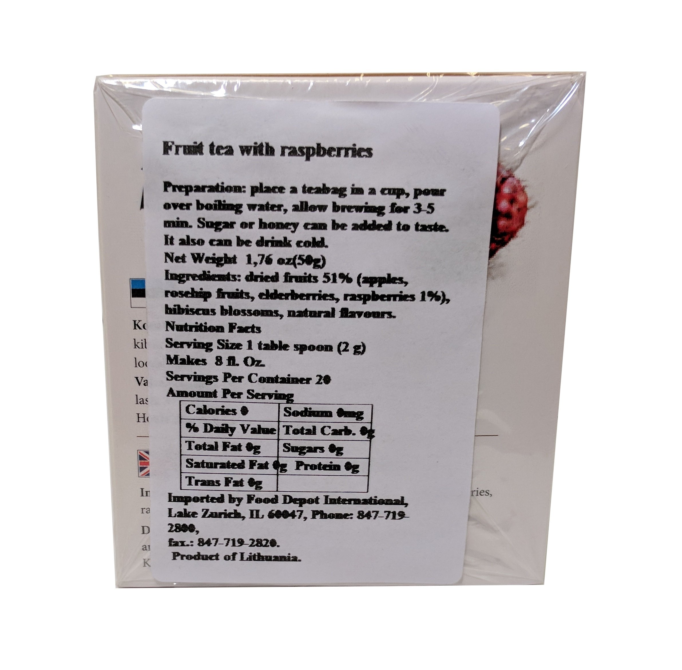 Zolynelis Premium Raspberry Fruit Tea - 50g (20 Tea Bags) | Delicious & Refreshing Herbal Tea for Relaxation, Afternoon Tea, or Healthy Lifestyle