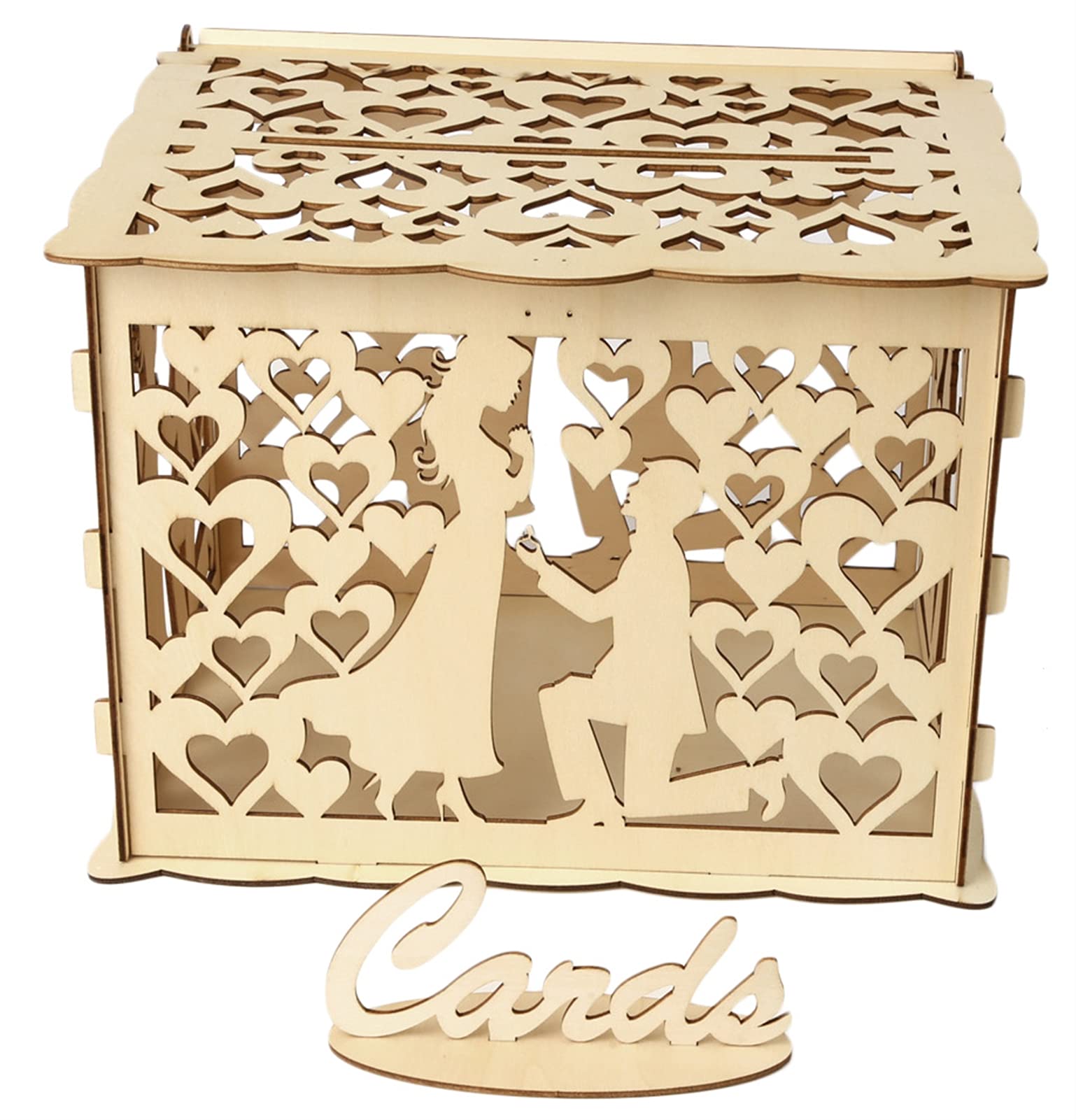 Oncefirst Wedding Card Box & Guest Book Set - Elegant Laser-Cut Heart Design Keepsake Box for Wedding Registry, Sign-in Book & Party Decor (9x5.9x5.9 Inches) - Perfect for Bridal Showers, Vow Renewals & Anniversary Celebrations
