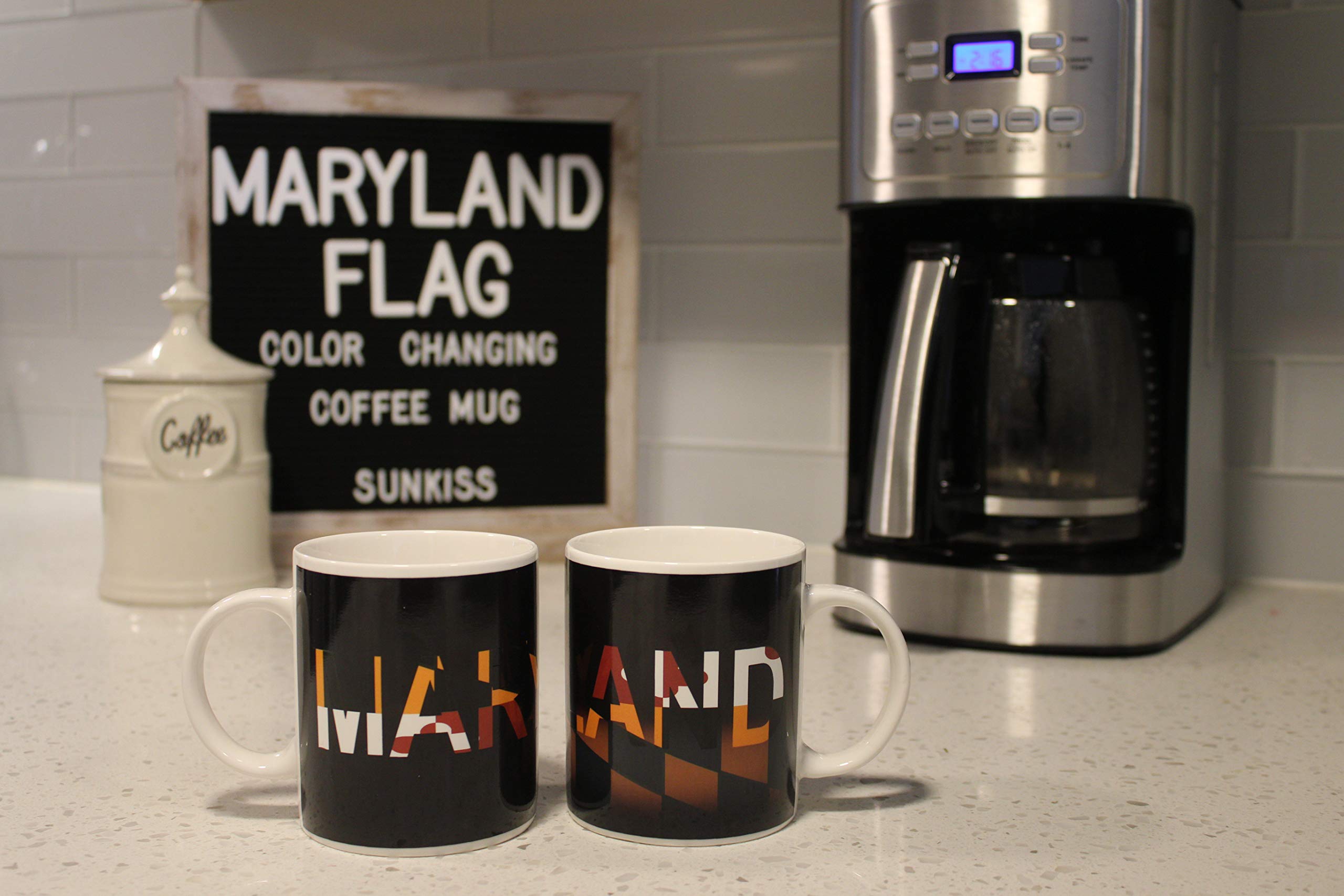 Color Changing Maryland Flag ThermoH Exray Ceramic Coffee Mug - Heat Sensitive State Pride Gift for Home, Office & Outdoor Camping Use