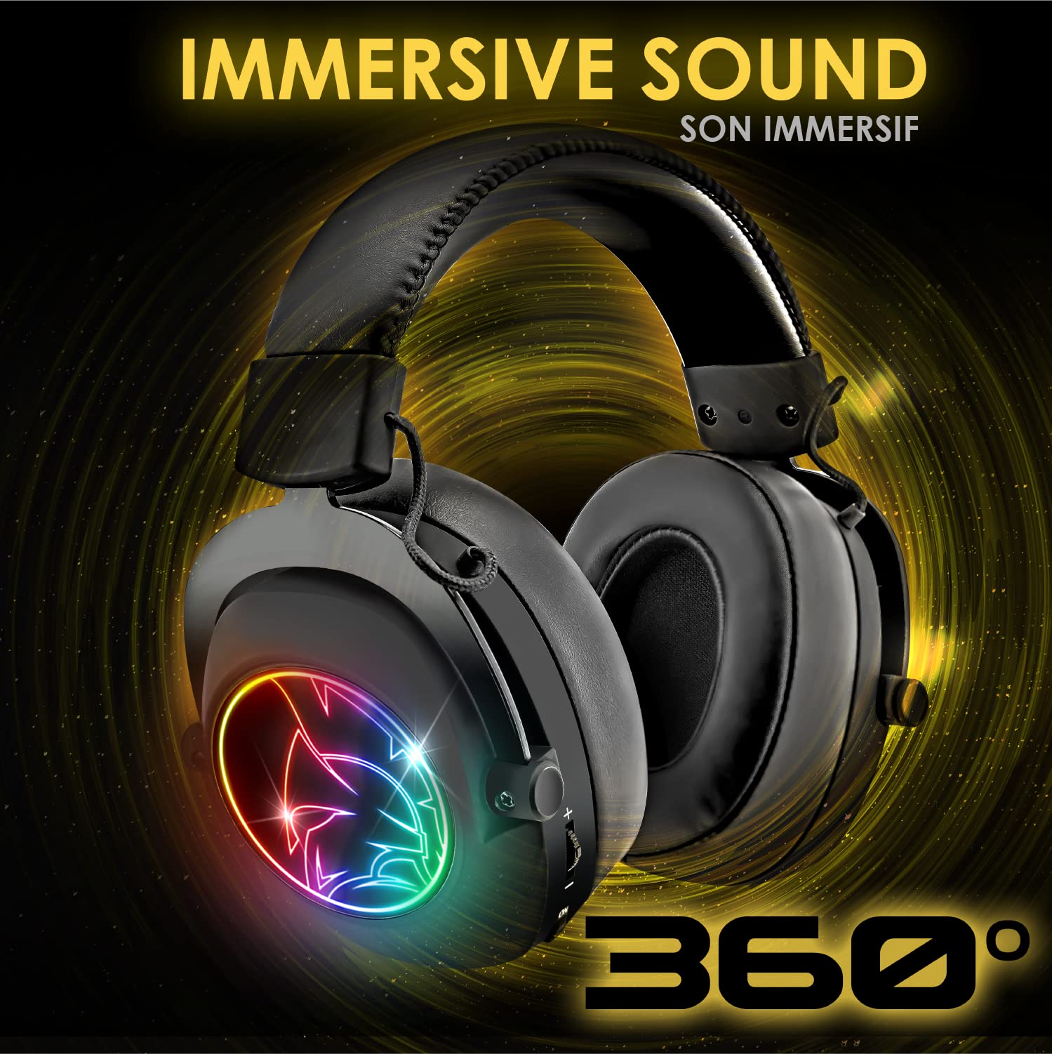 EMPIRE GAMING WarCry P-W2 Wireless Gaming Headset with Detachable Mic - 2.4GHz WiFi, RGB Lighting, Surround Sound for PS5/PS4/PC/Mac/Nintendo Switch - Perfect for Competitive Gaming & Online Streaming