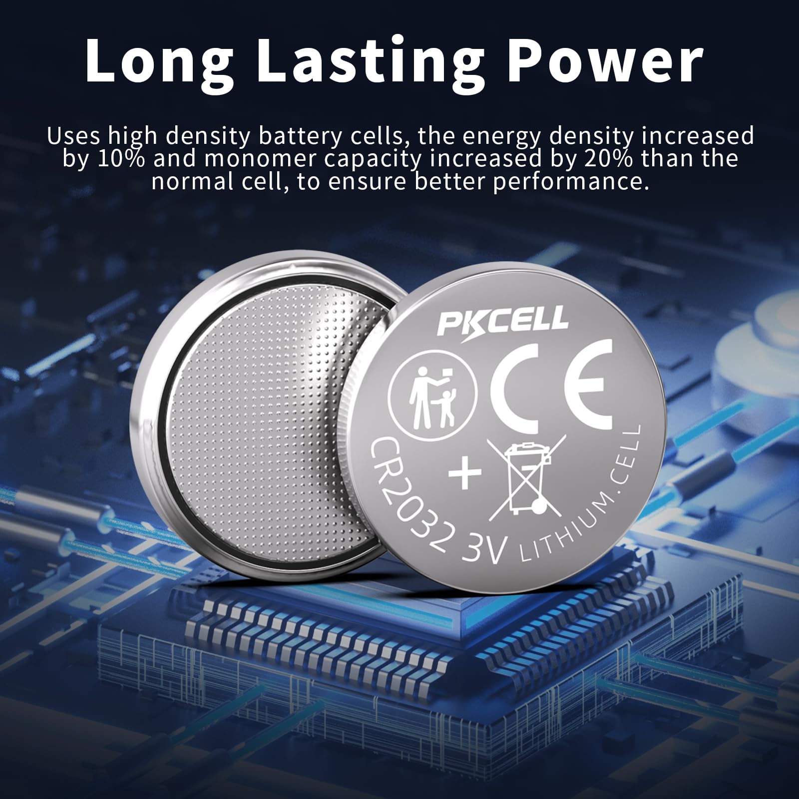 PKCELL CR2032 Batteries 8-Pack - 3V Lithium Coin Cell Battery for Watches, Key Fobs, Calculators & Medical Devices - Long-Lasting Power Supply