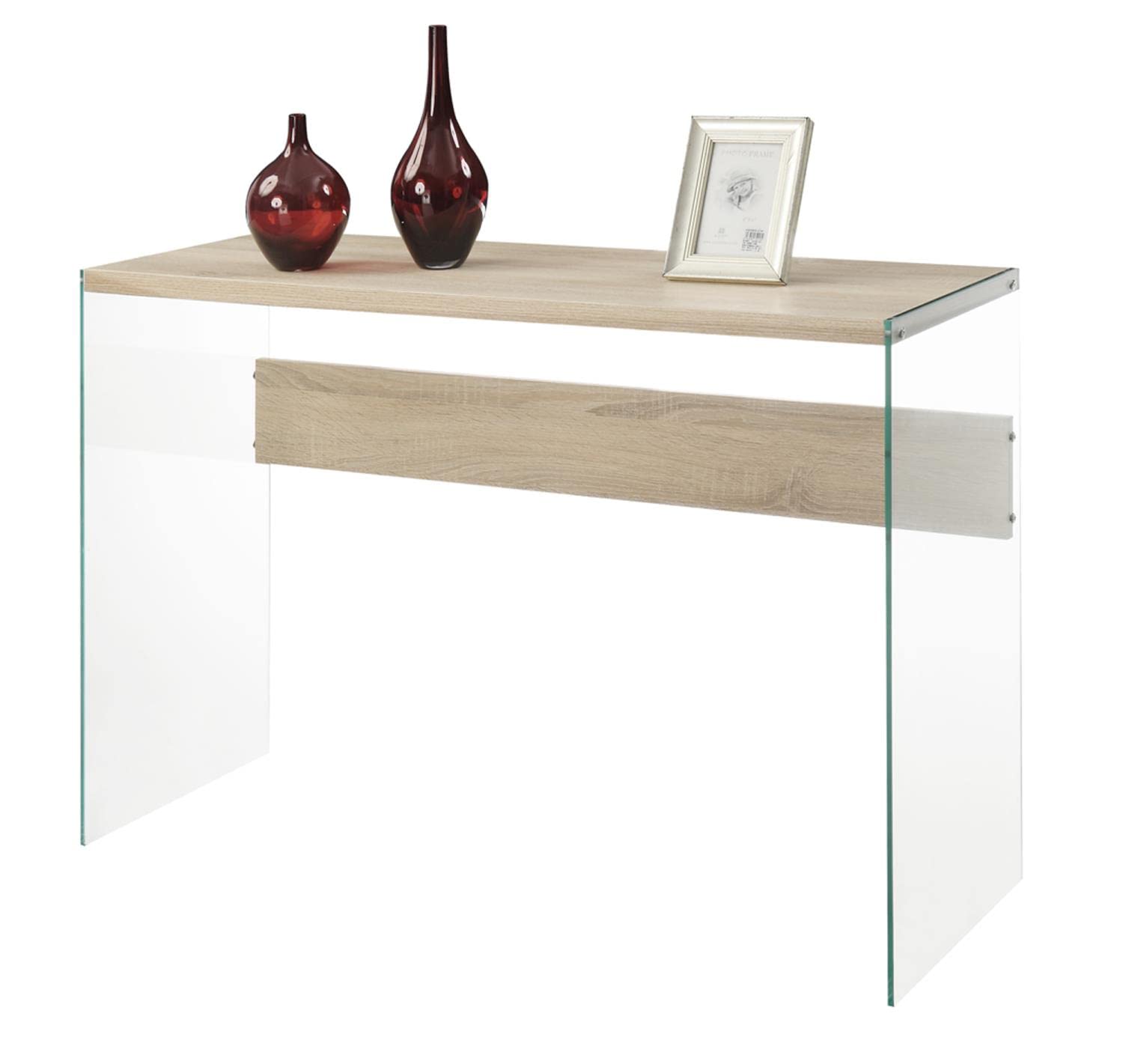 Convenience Concepts SoHo Console Table & Desk - Weathered White Finish for Living Room, Entryway, or Home Office
