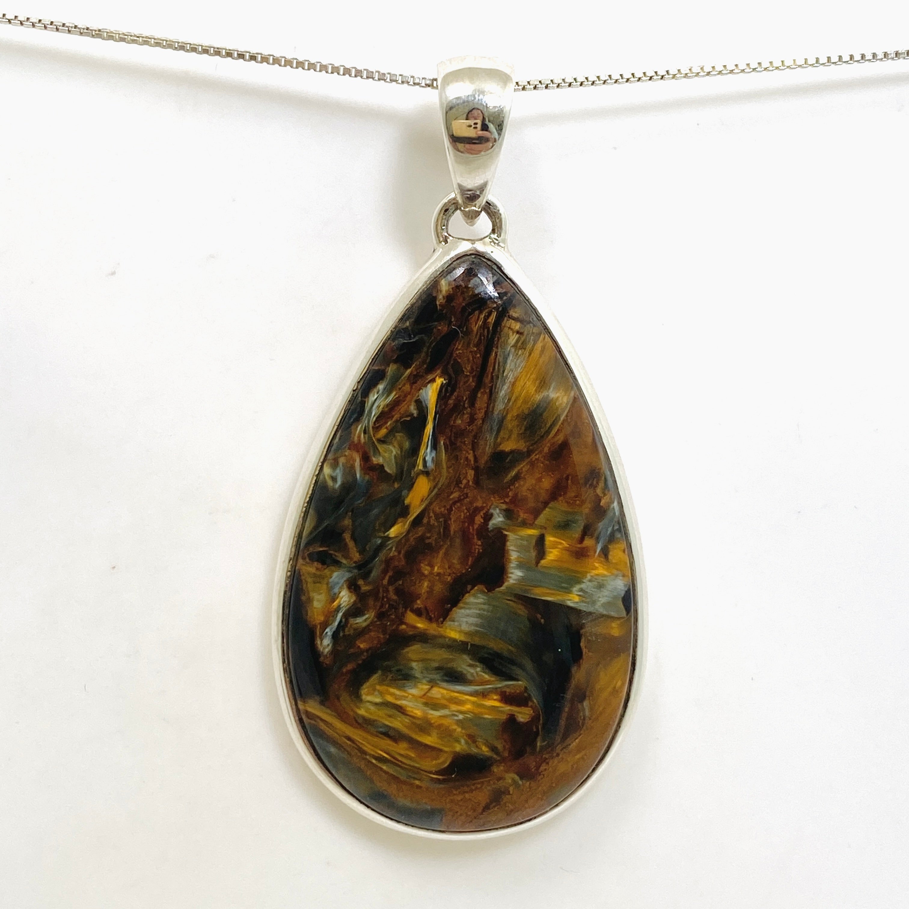 Natural Pietersite Teardrop Cabochon Pendant - PPGJ1064 | Handmade Gemstone Jewelry for Women | Perfect for Boho Fashion & Spiritual Healing