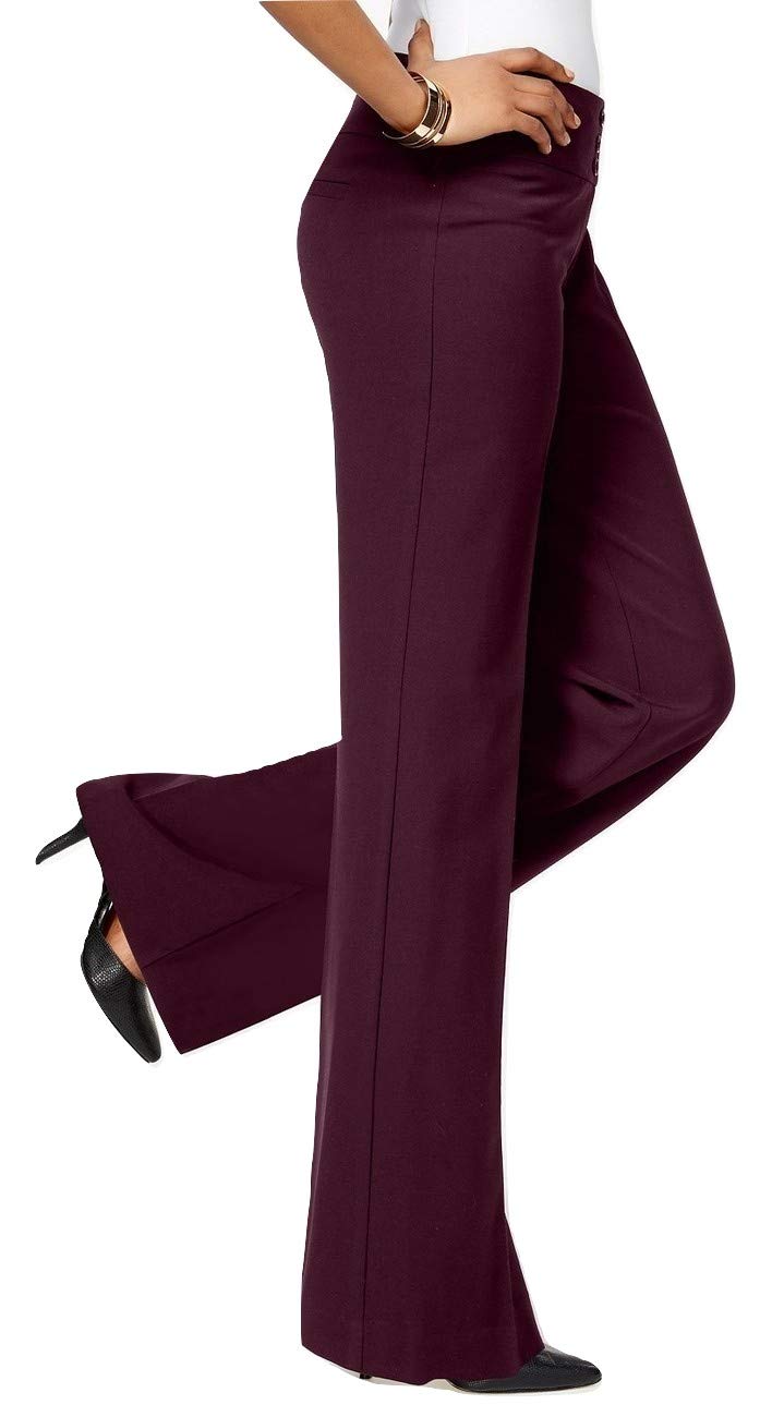 Style&Co Women's Stretch Wide-Leg Pants - Deep Cabernet (Size 12S) | Comfortable High Waist Trousers for Work, Office & Casual Wear