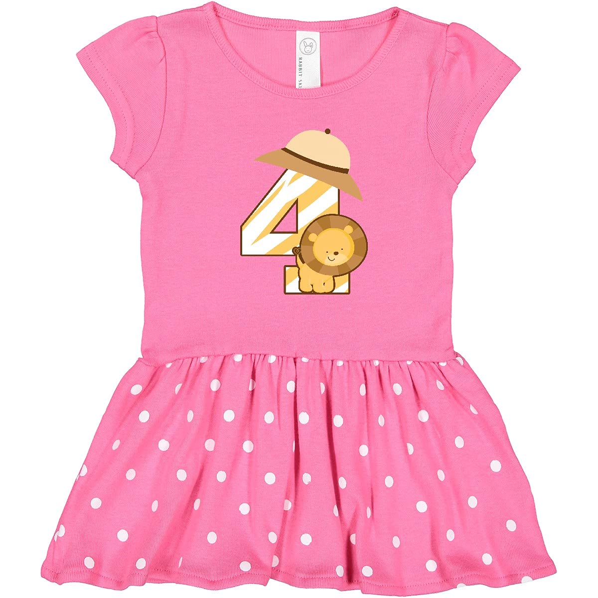 Inktastic 4th Birthday Jungle Safari Lion Toddler Dress - Cute Animal Print Outfit for 4 Year Old Girls - Perfect for Birthday Parties, Photo Shoots & Special Occasions