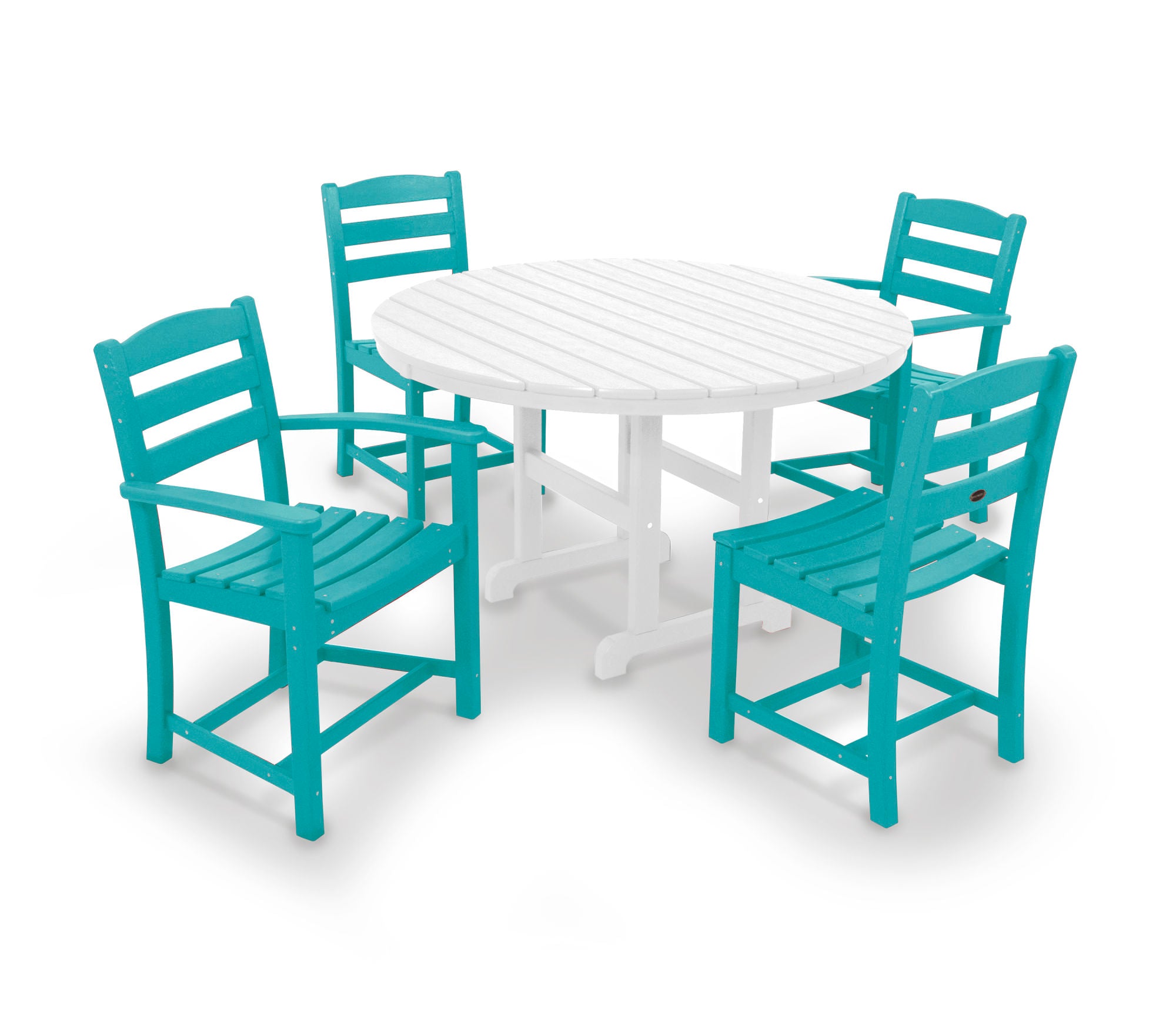 POLYWOOD La Casa Café 5-Piece Outdoor Dining Set - Patio Furniture for Backyard, Garden & Poolside - Weather-Resistant Wicker & Aluminum Frame