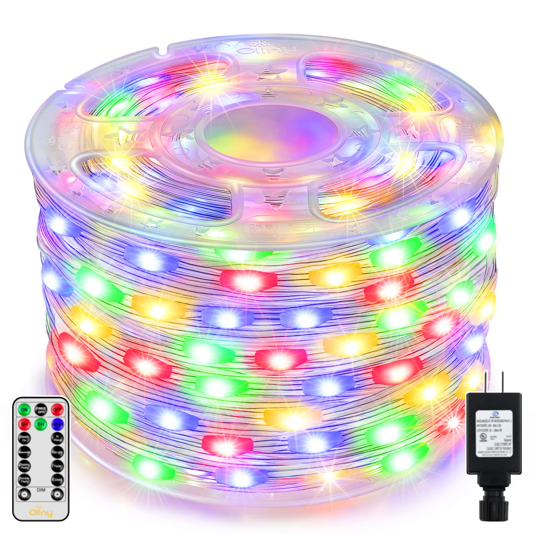 Ollny 400LED 131ft Christmas Tree Lights - Waterproof IP67 Outdoor/Indoor String Lights with 8 Lighting Modes & Plug-in - Multicolor Fairy Lights for Holiday Decor, House Parties, Yard, Garden, and Christmas Tree Decoration
