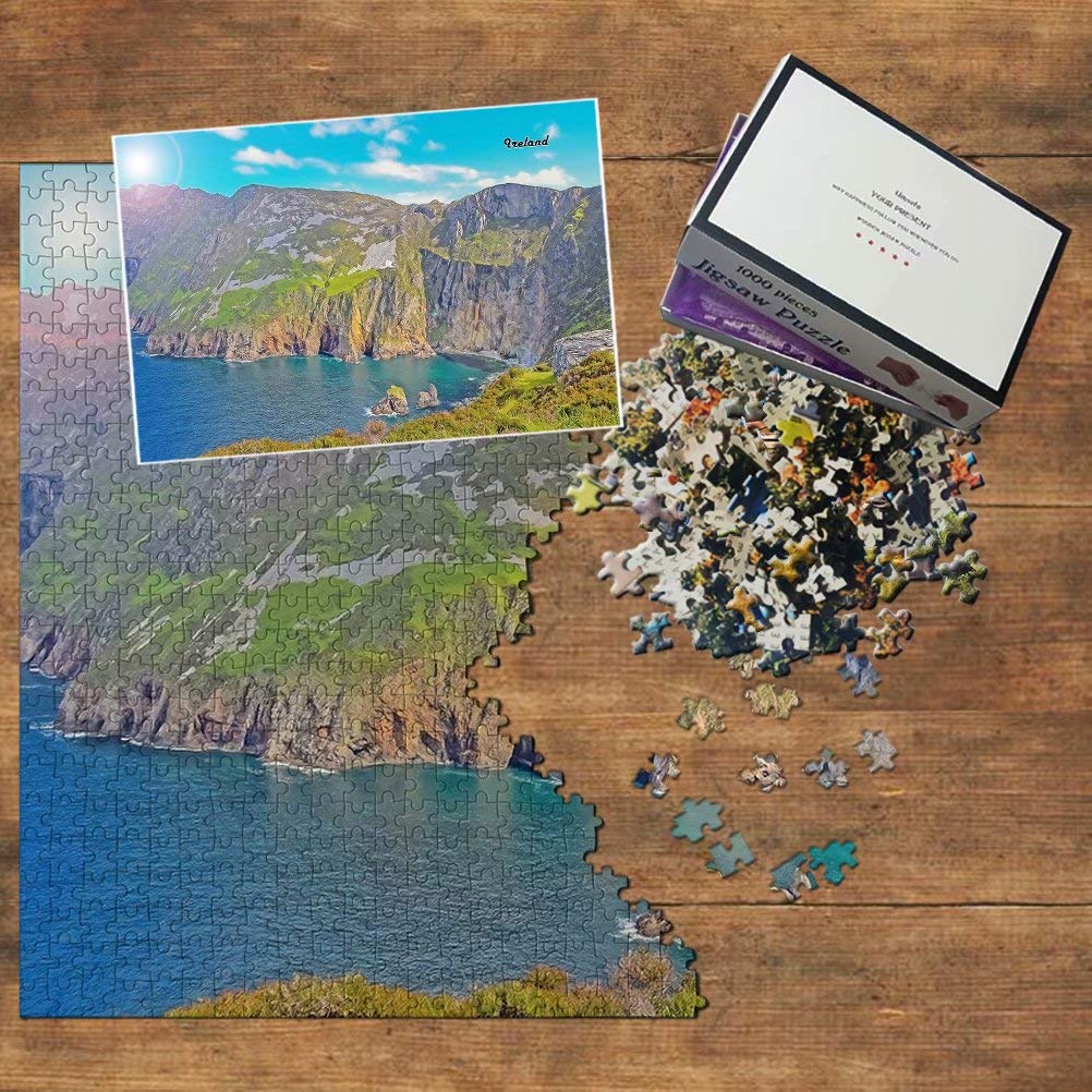 1000 Piece Ireland Slieve League Carrick Jigsaw Puzzle - Premium Wooden Travel Souvenir & Home Decor for Adults, Perfect for Relaxation & Family Game Night