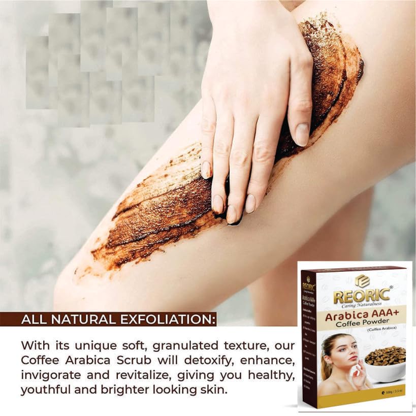 Organic Arabica A+++ Coffee Powder for Face & Body - Natural Tan Removal & Skin Brightening Treatment | 100% Pure Hair & Skin Care | 100g Pack | Perfect for DIY Spa, Facial Scrubs & Hair Masks at Home