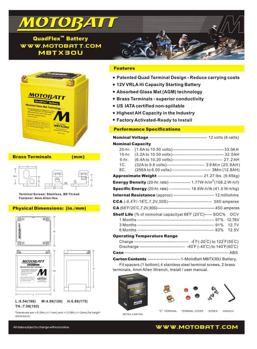 MotoBatt AGM Battery Replacement for Harley Davidson CVO FLH Touring 1803CC (2010-2012) - High-Performance Motorcycle Battery for Long Rides & Heavy-Duty Use