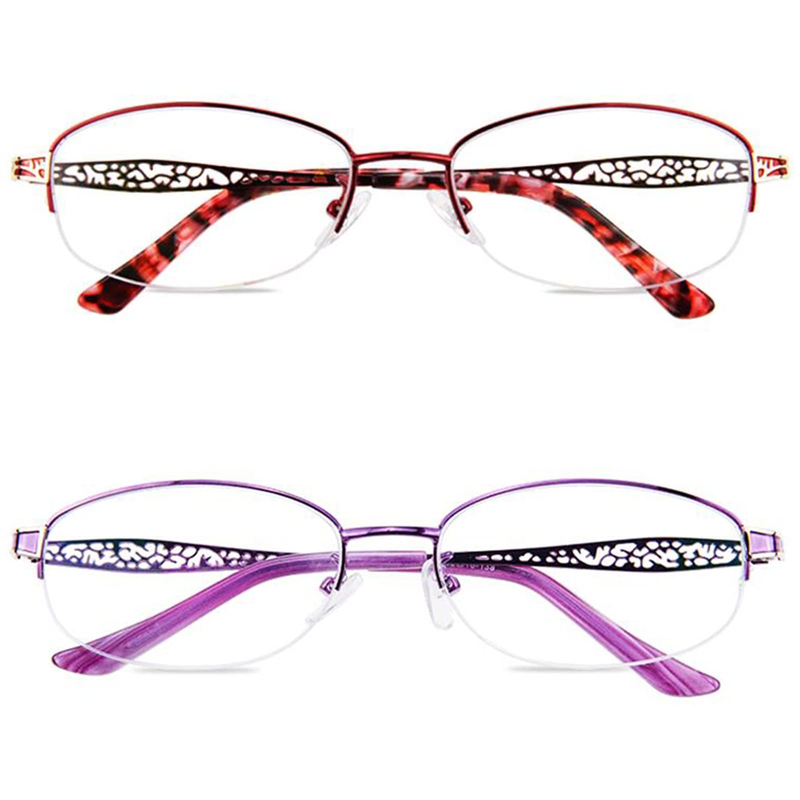 2 Pack Blue Light Blocking Reading Glasses for Women - Fashion Readers with Spring Hinge & Stylish Pattern Print (1.25x Magnification) - Perfect for Computer Work, Reading & Screen Time